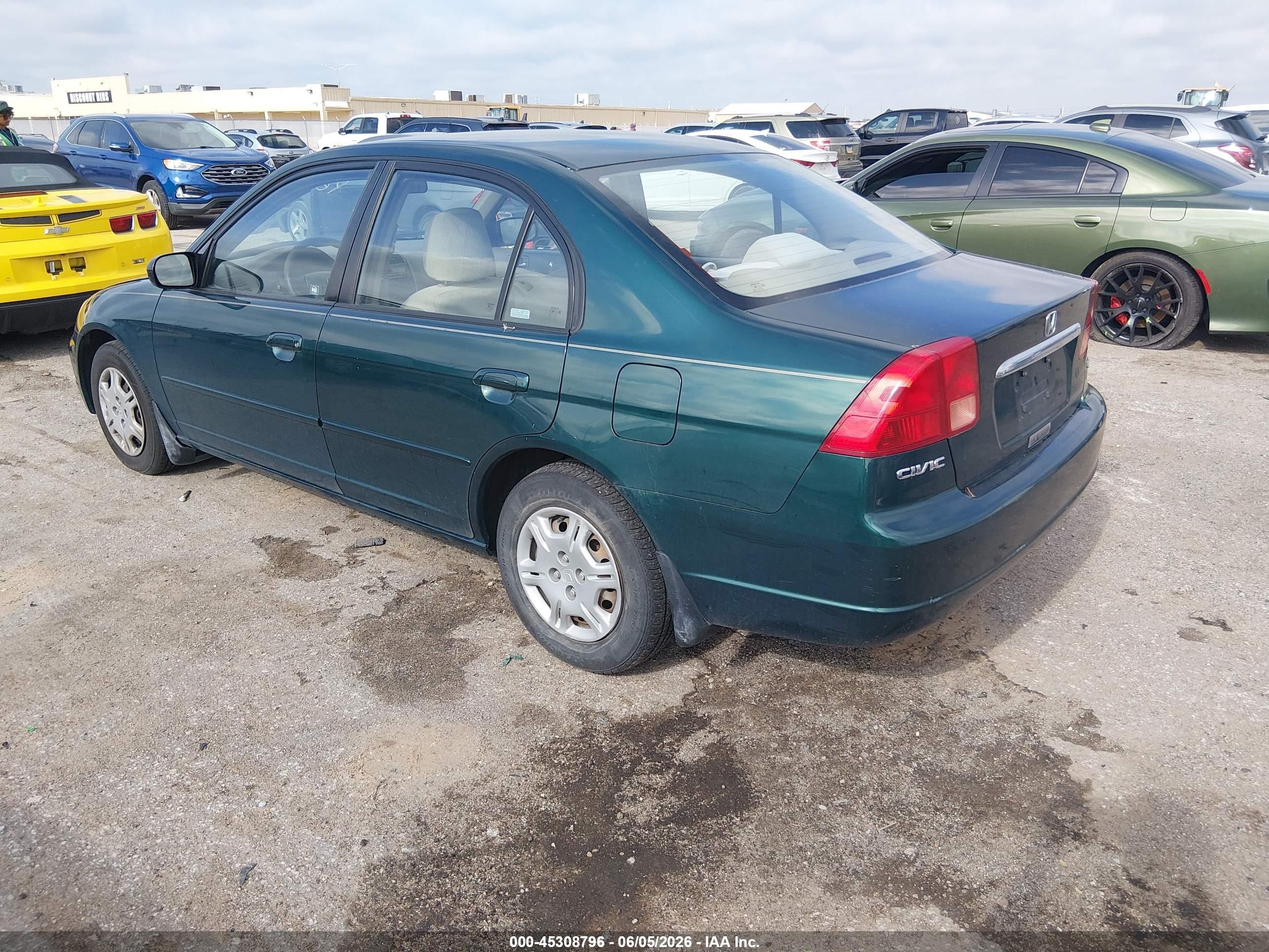 2002 Honda Civic Lx Green vin: 1HGES16532L016575