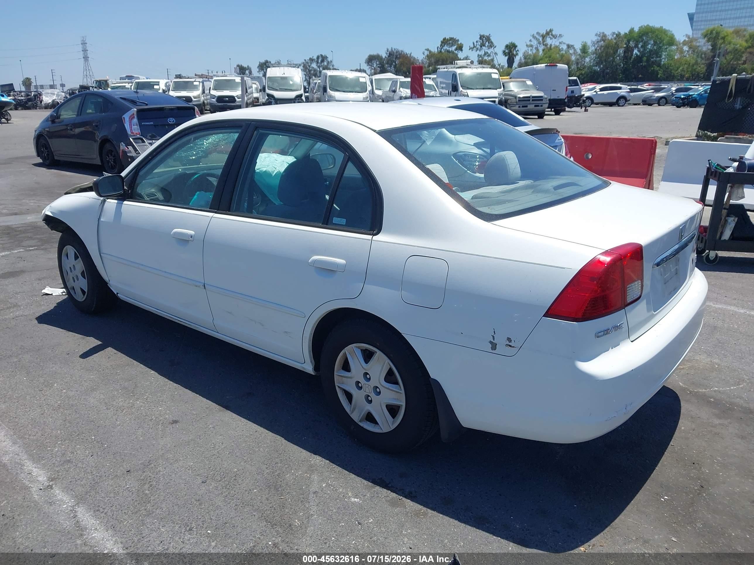 2003 Honda Civic Lx White vin: 1HGES16533L006176