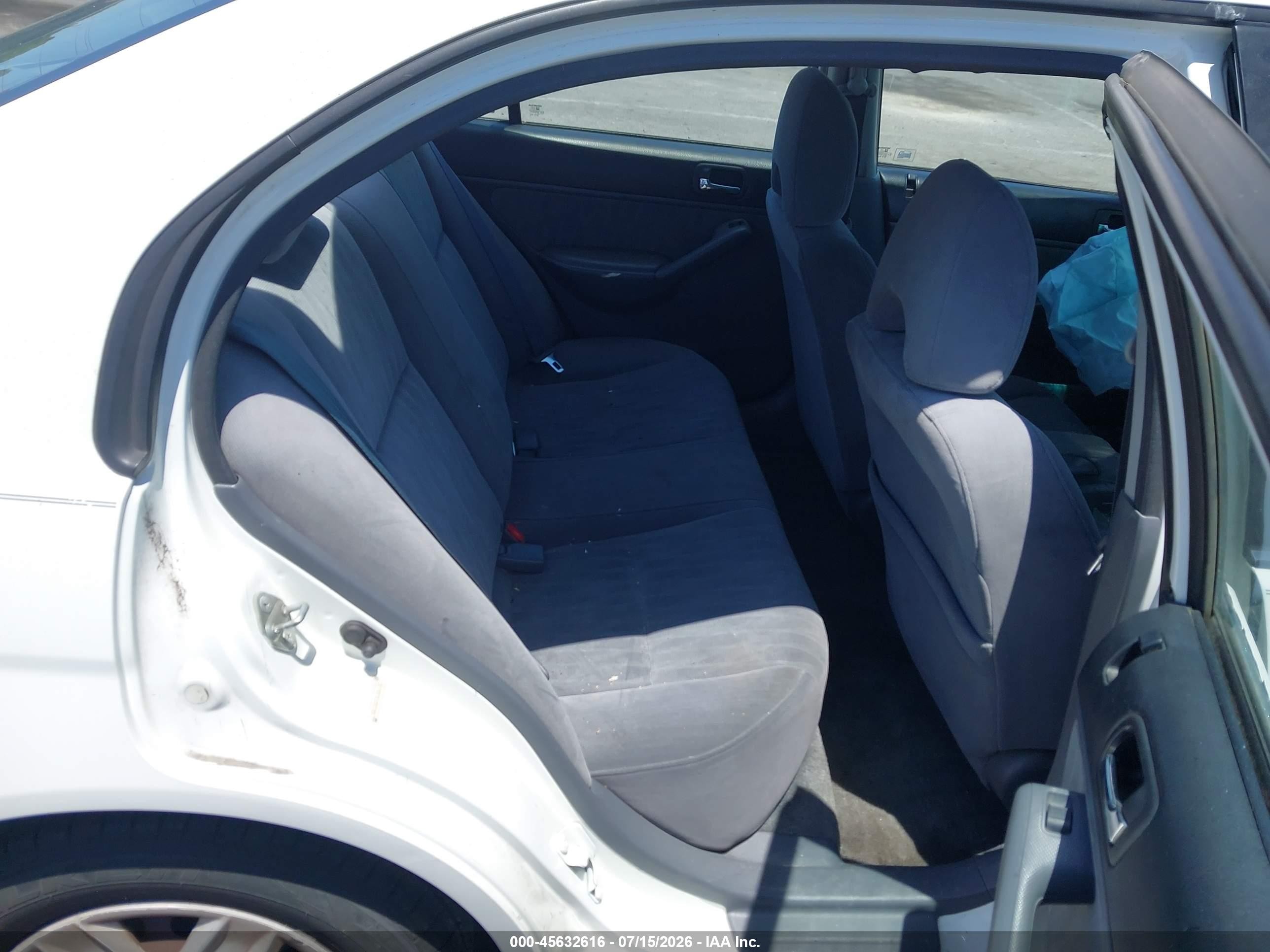 2003 Honda Civic Lx White vin: 1HGES16533L006176