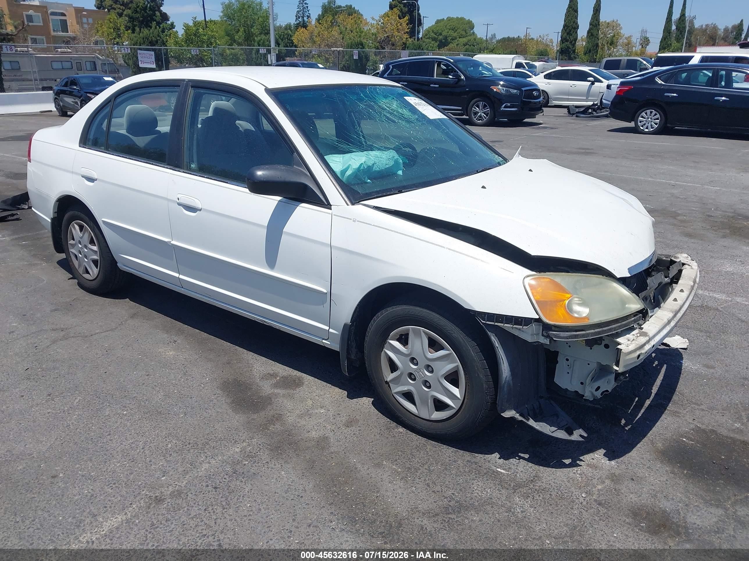 2003 Honda Civic Lx White vin: 1HGES16533L006176