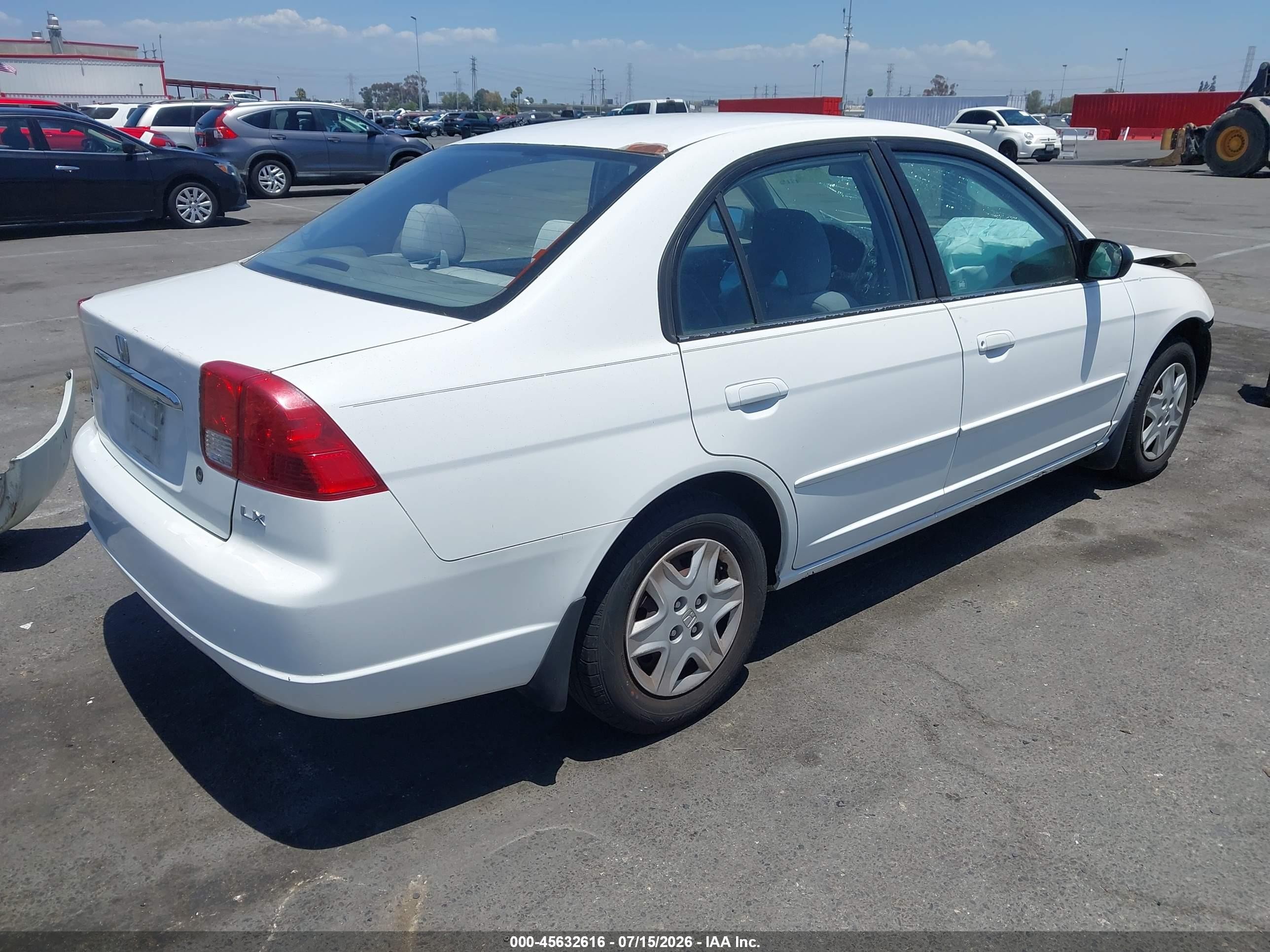 2003 Honda Civic Lx White vin: 1HGES16533L006176
