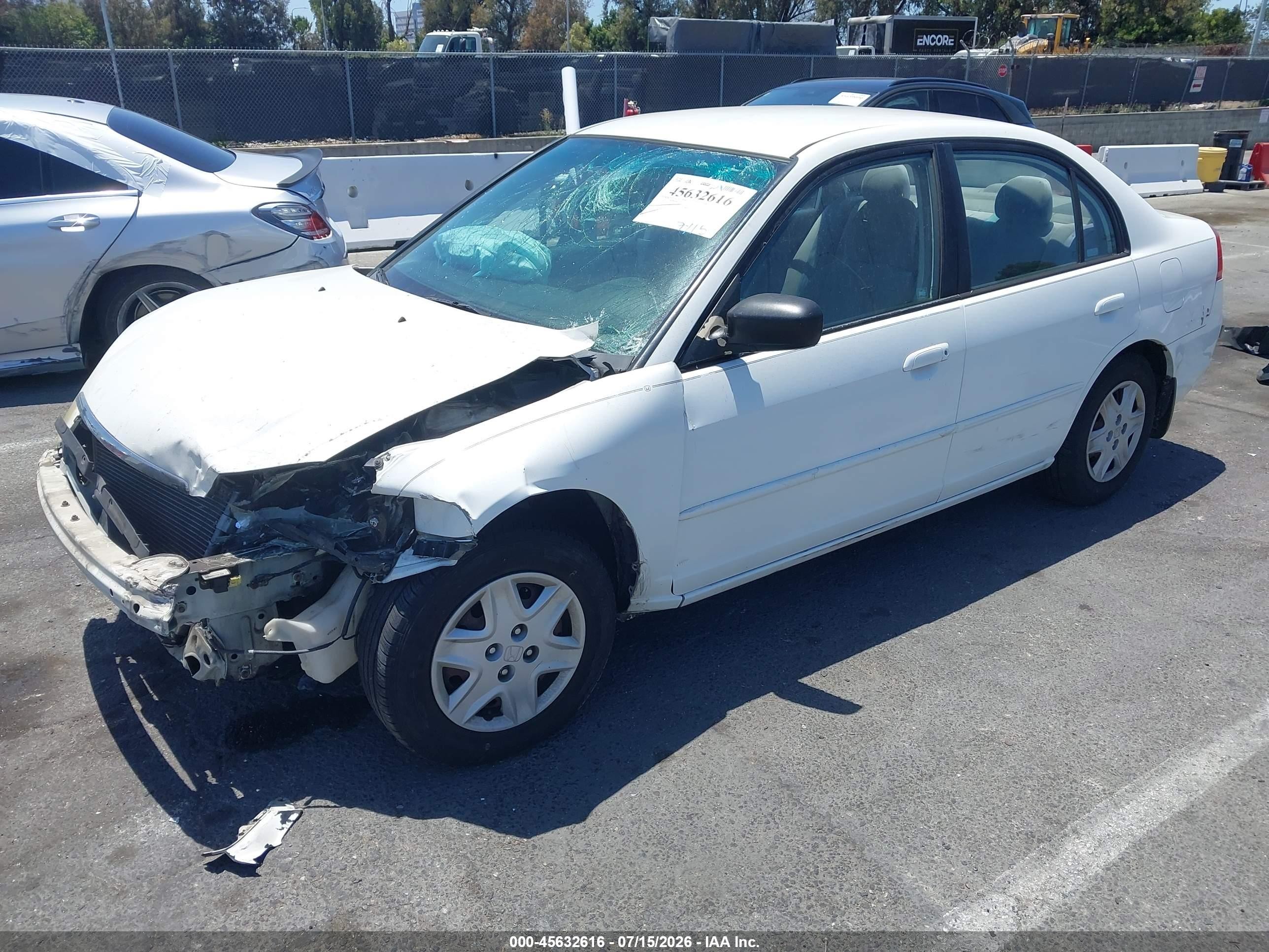2003 Honda Civic Lx White vin: 1HGES16533L006176