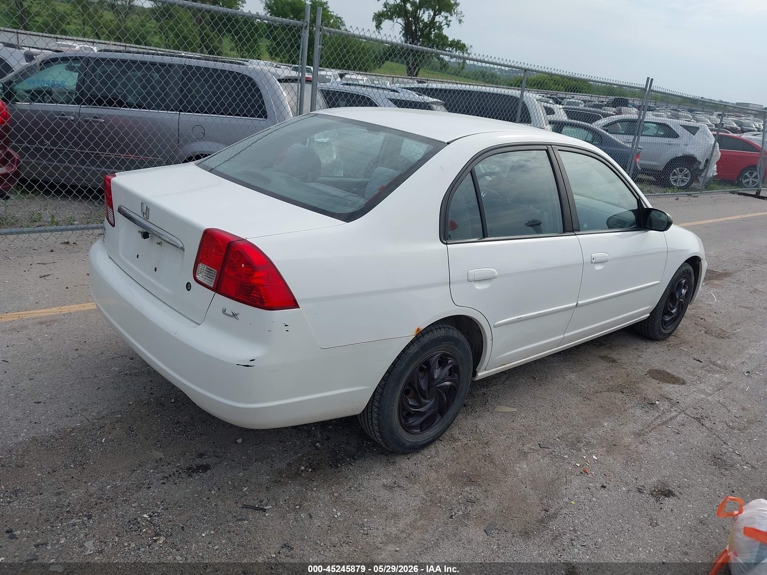 2003 Honda Civic Lx White vin: 1HGES16533L021552