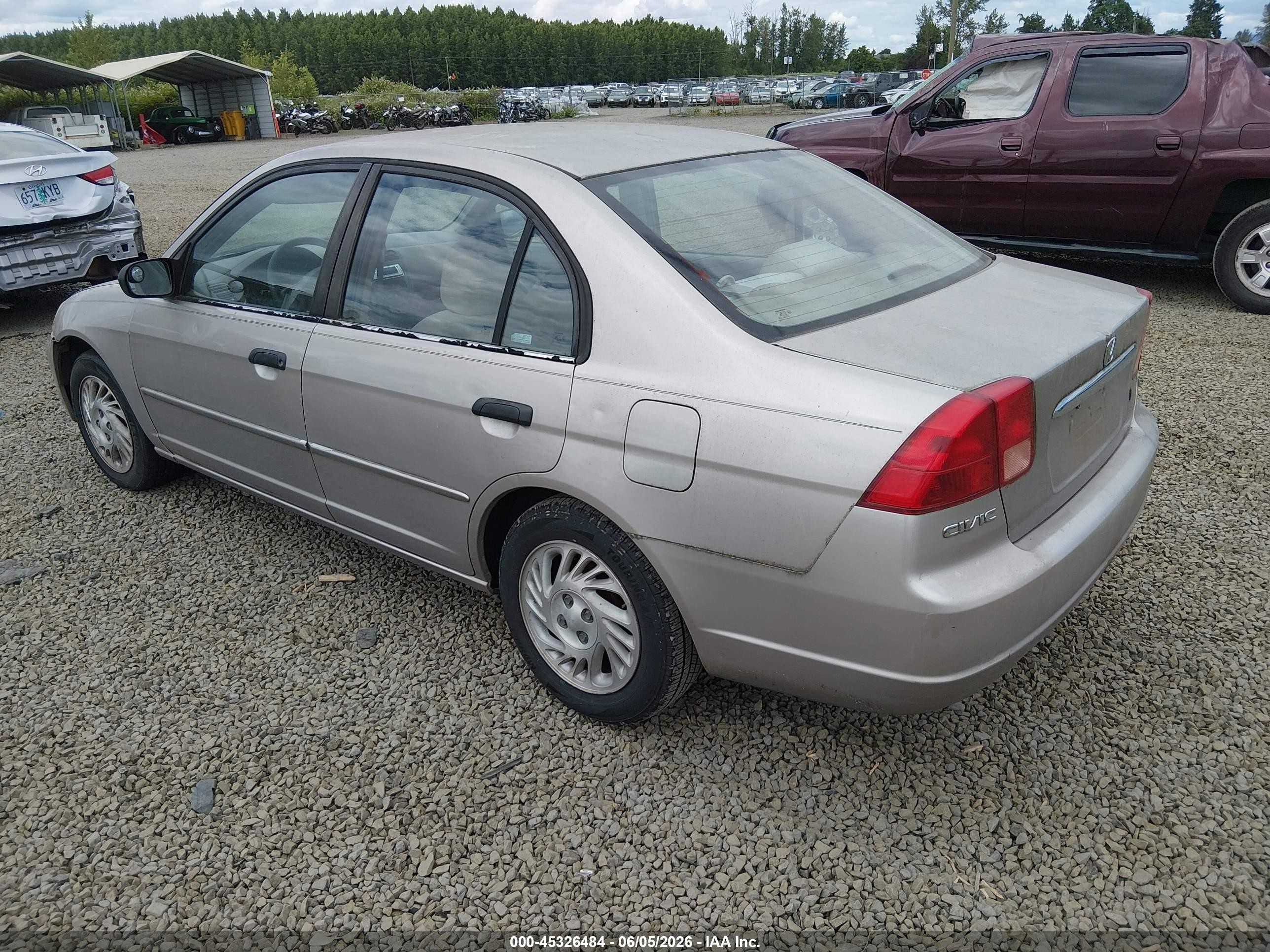 2001 Honda Civic Lx Серый vin: 1HGES16541L040592