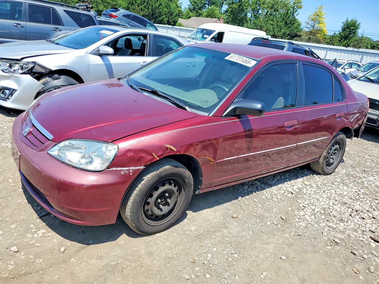2003 Honda Civic Lx Maroon vin: 1HGES16543L010608