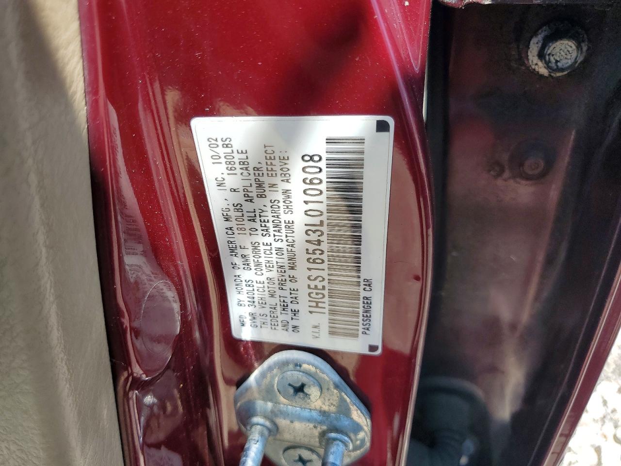 2003 Honda Civic Lx Maroon vin: 1HGES16543L010608