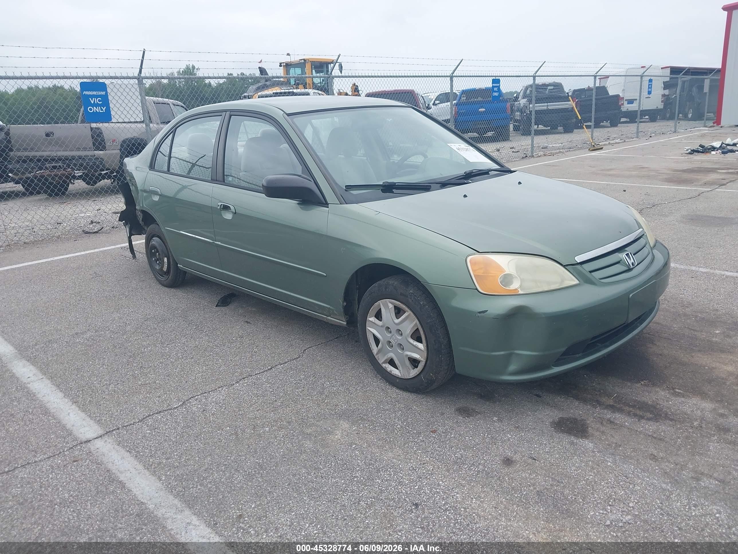 2003 Honda Civic Lx Green vin: 1HGES16543L035489