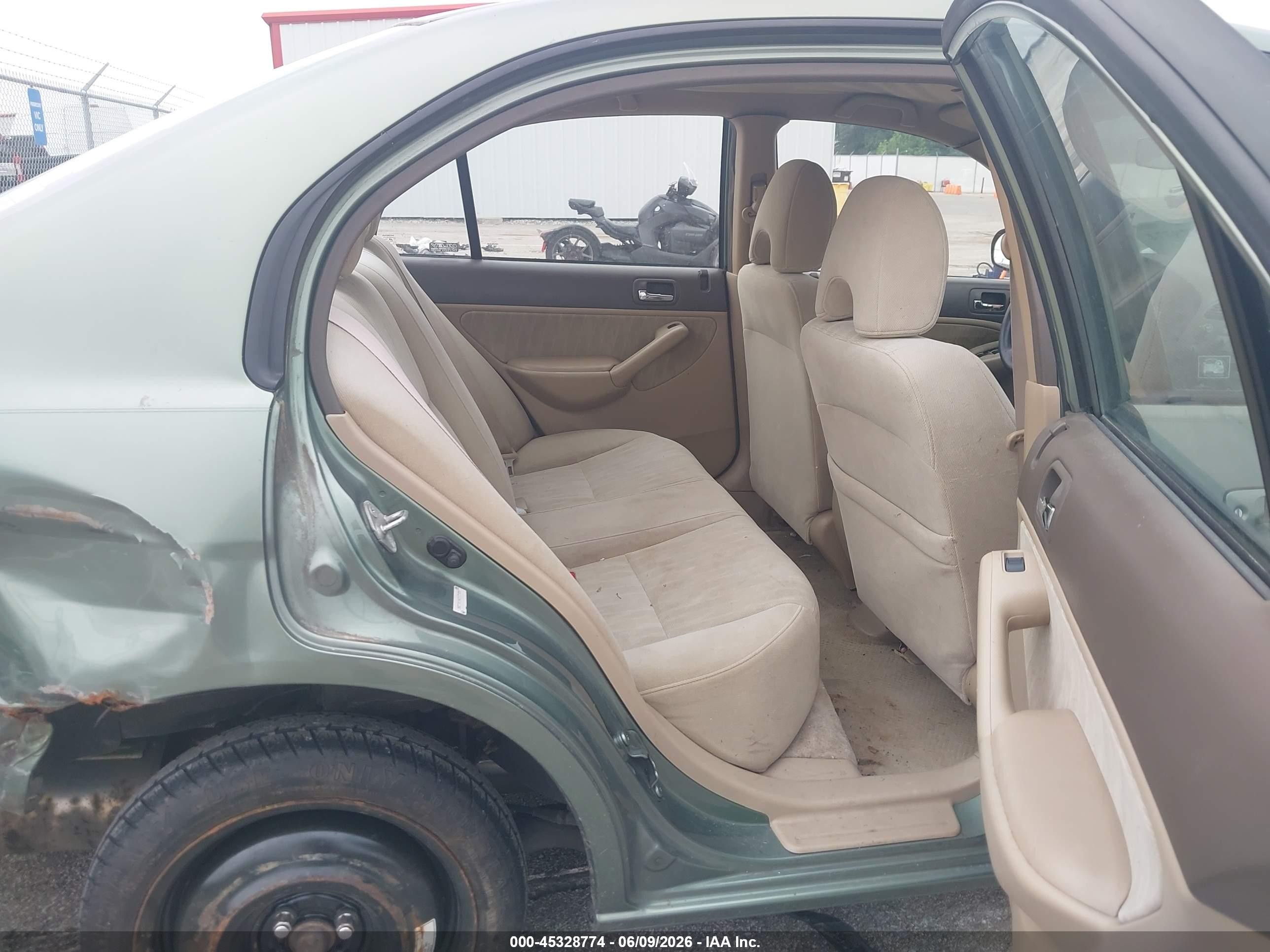 2003 Honda Civic Lx Green vin: 1HGES16543L035489