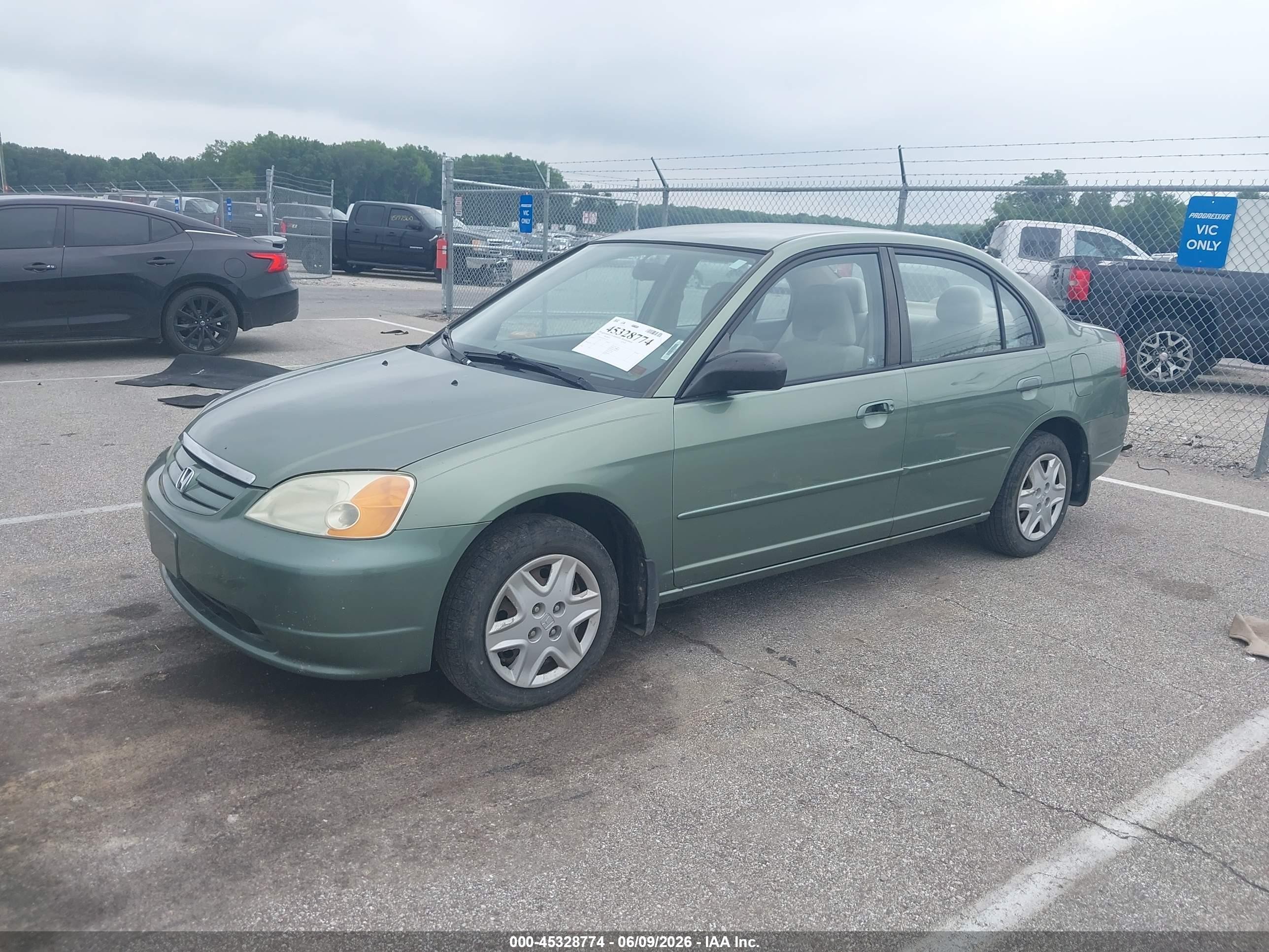 2003 Honda Civic Lx Green vin: 1HGES16543L035489