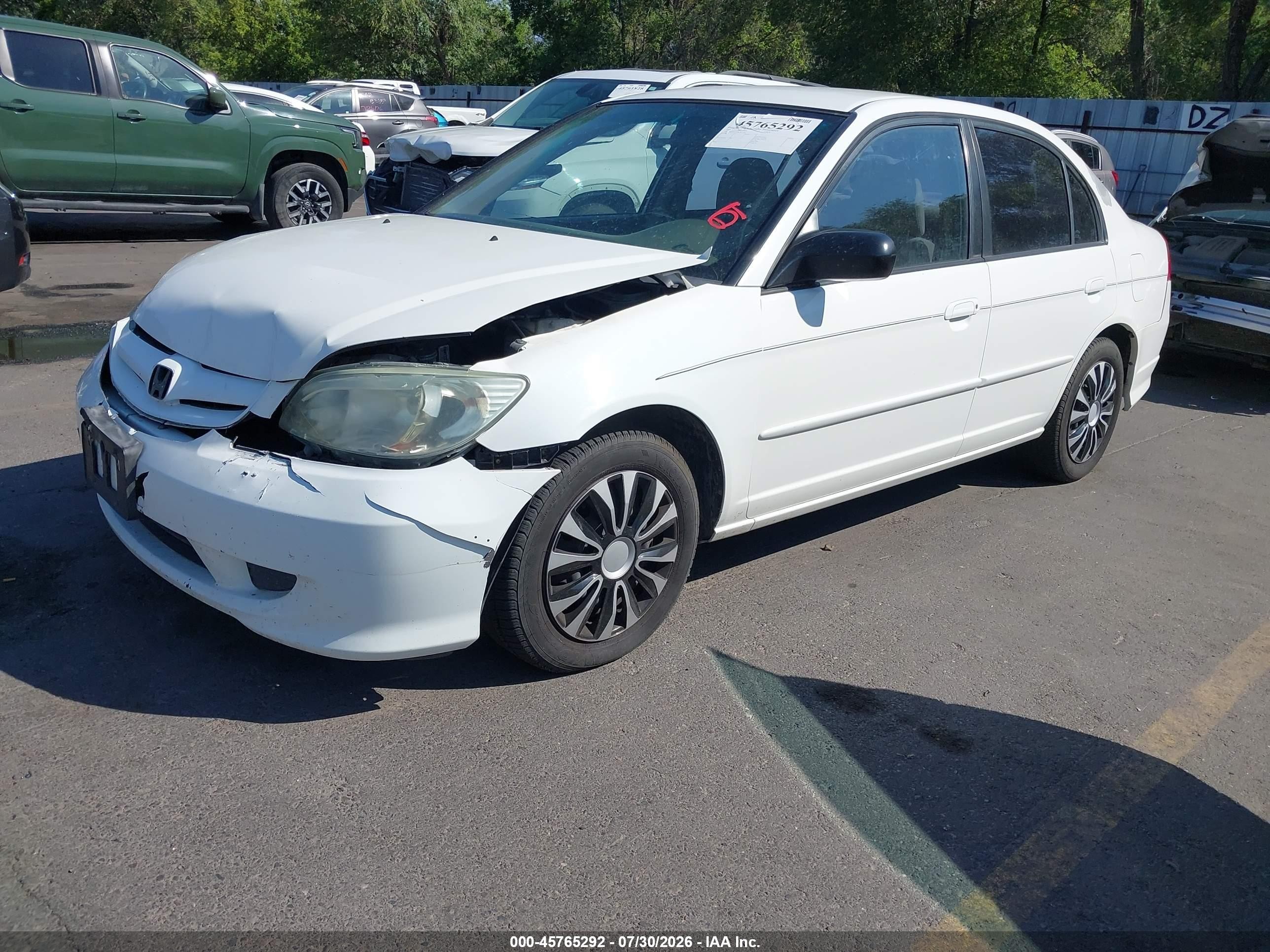 2004 Honda Civic Lx Белый vin: 1HGES16544L011226