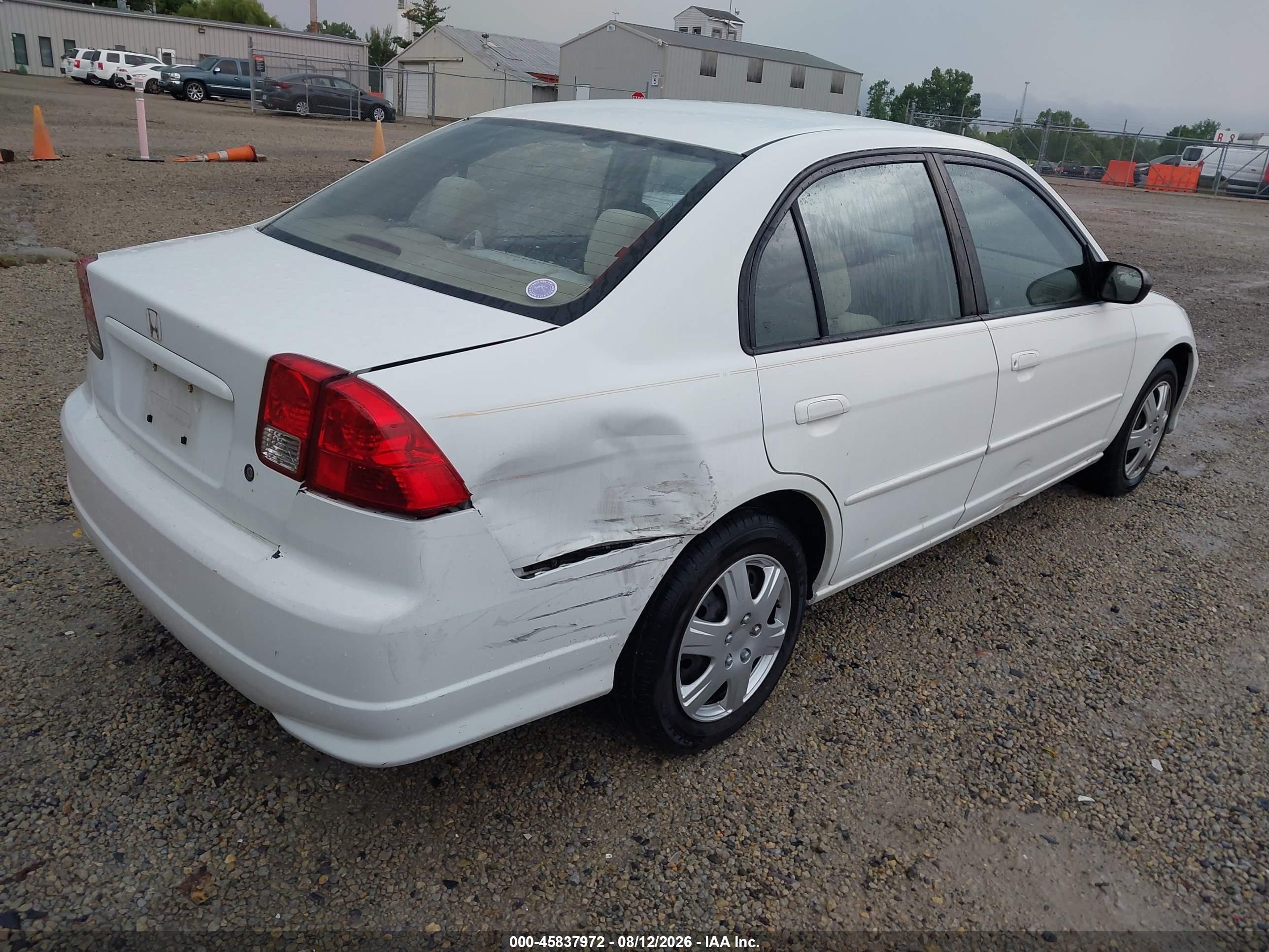 2005 Honda Civic Lx White vin: 1HGES16545L021403