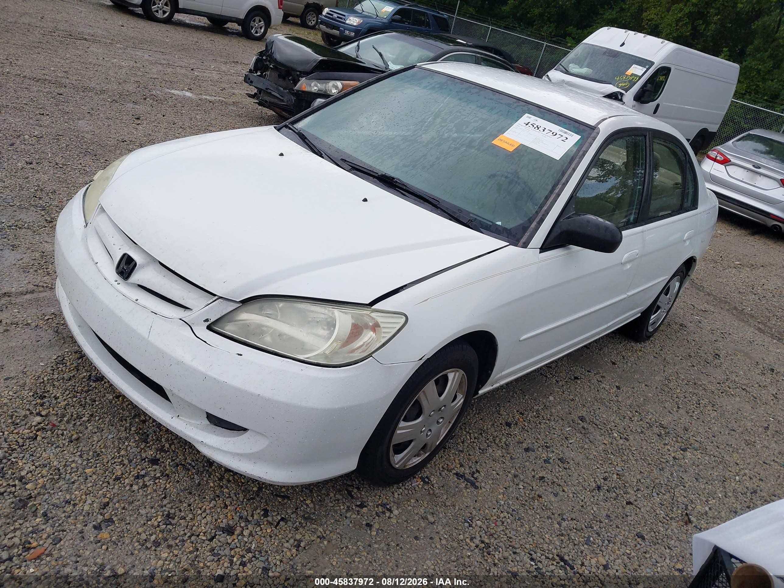 2005 Honda Civic Lx White vin: 1HGES16545L021403