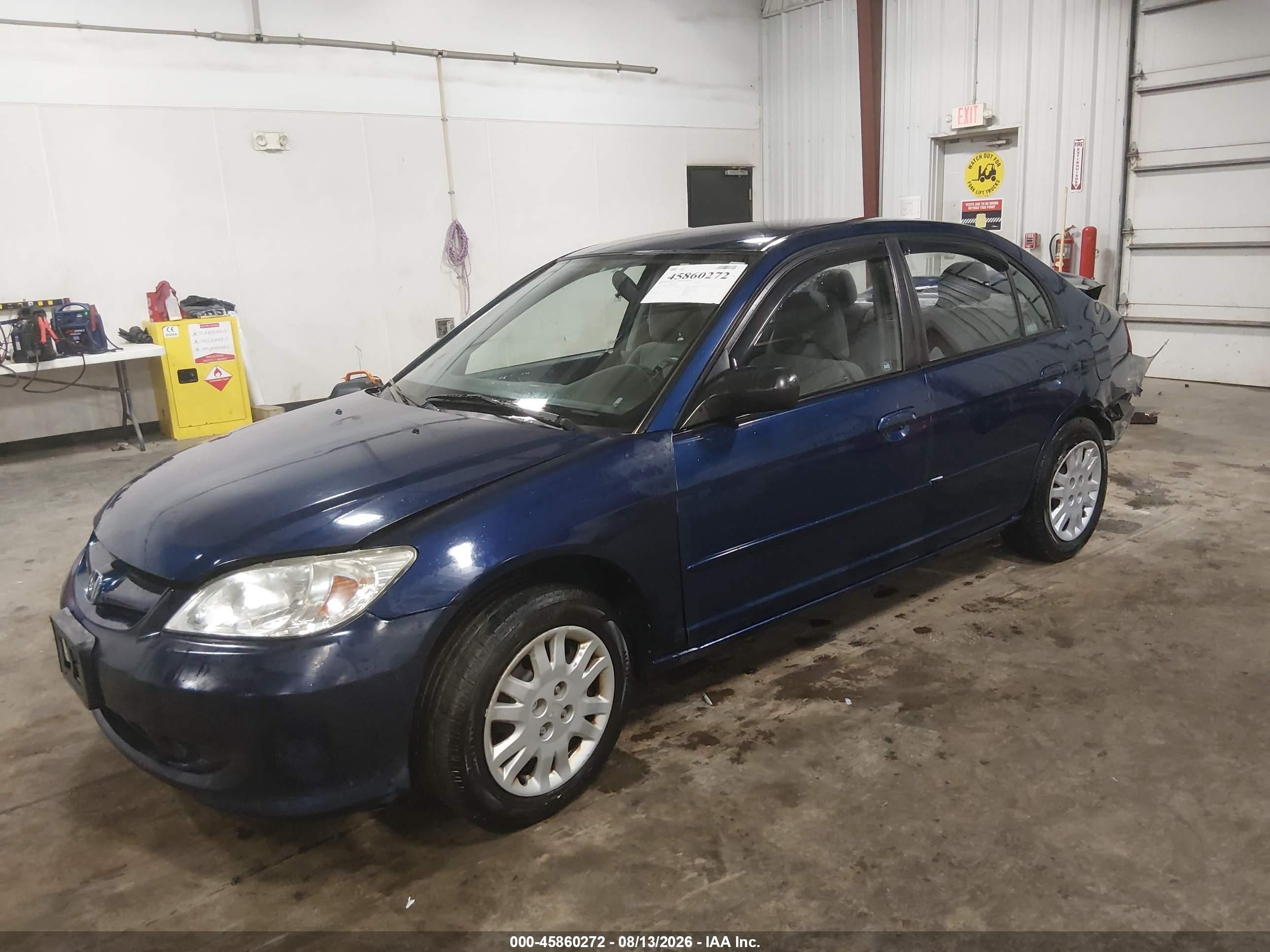 2005 Honda Civic Lx Blue vin: 1HGES16565L024061