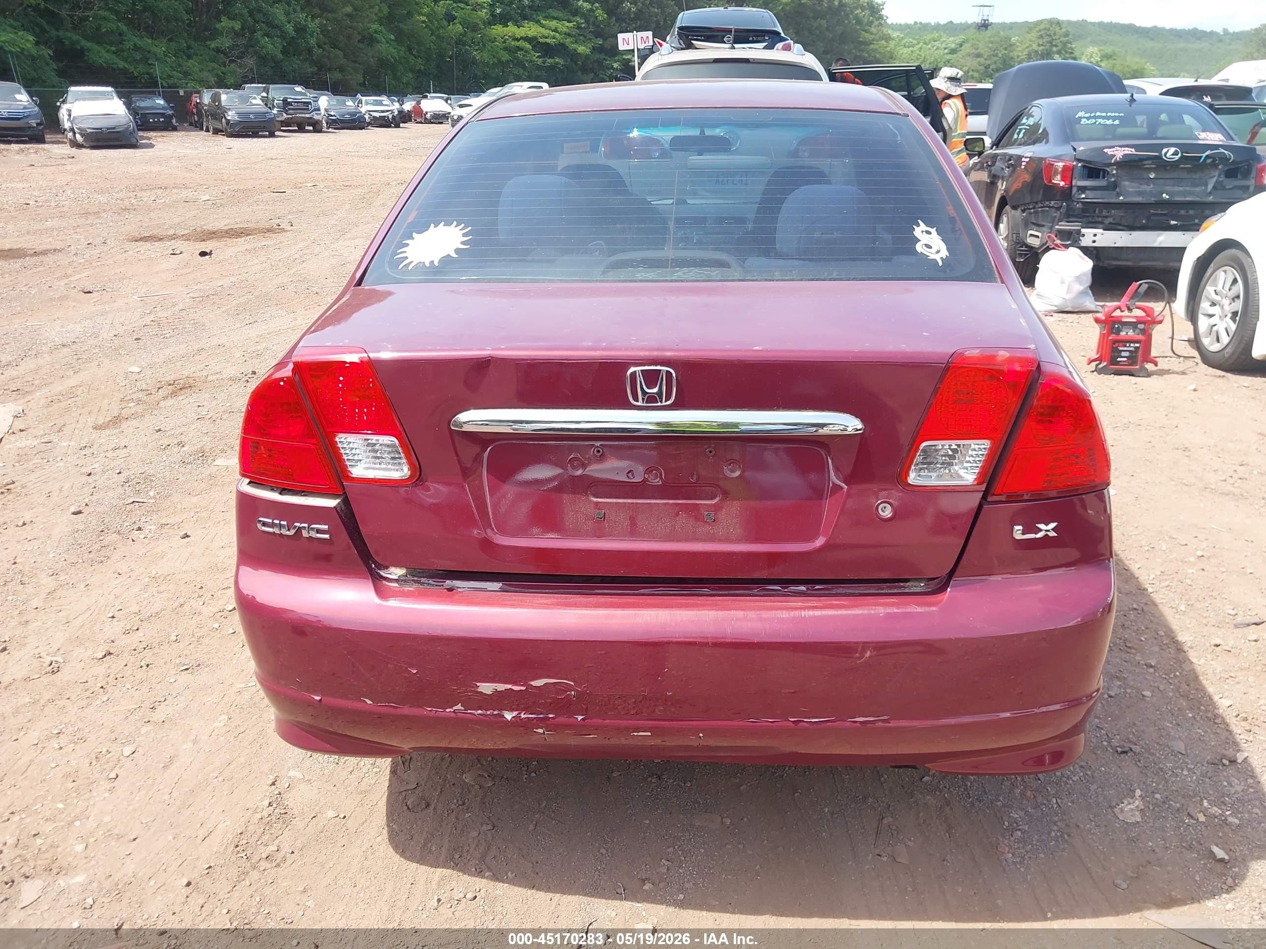 2003 Honda Civic Lx Purple vin: 1HGES16573L014751