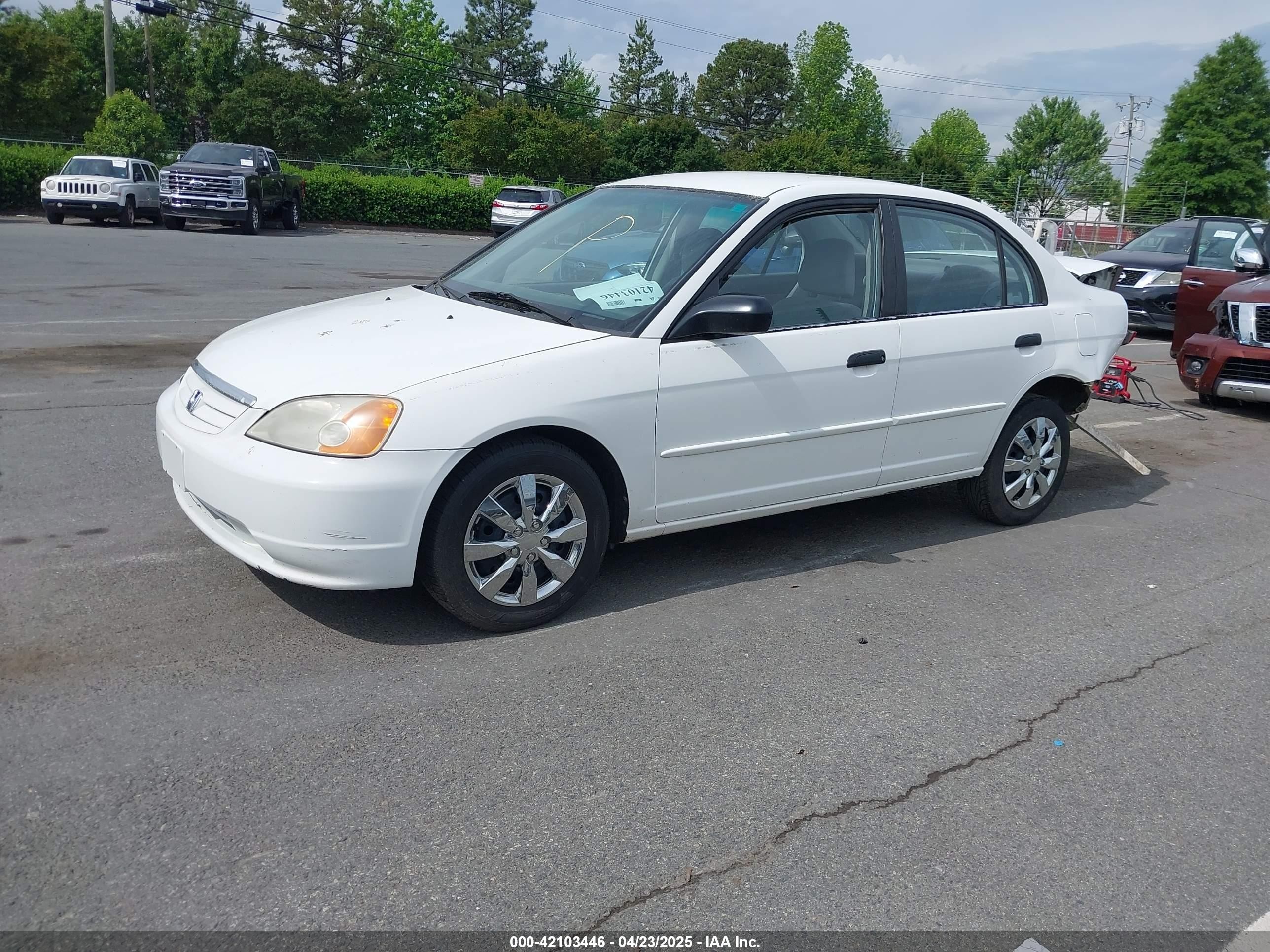 2001 Honda Civic Lx White vin: 1HGES16591L038059