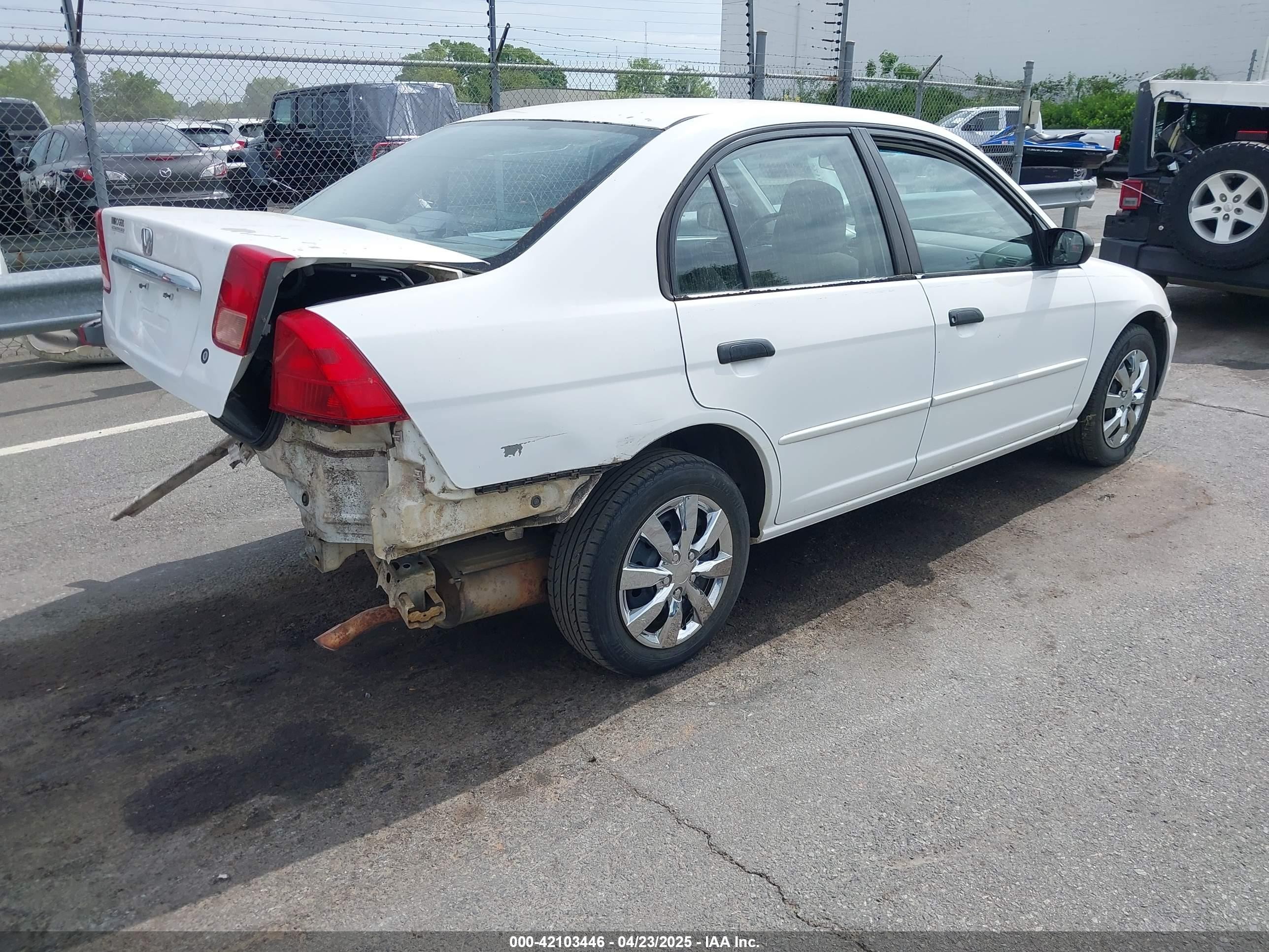 2001 Honda Civic Lx White vin: 1HGES16591L038059