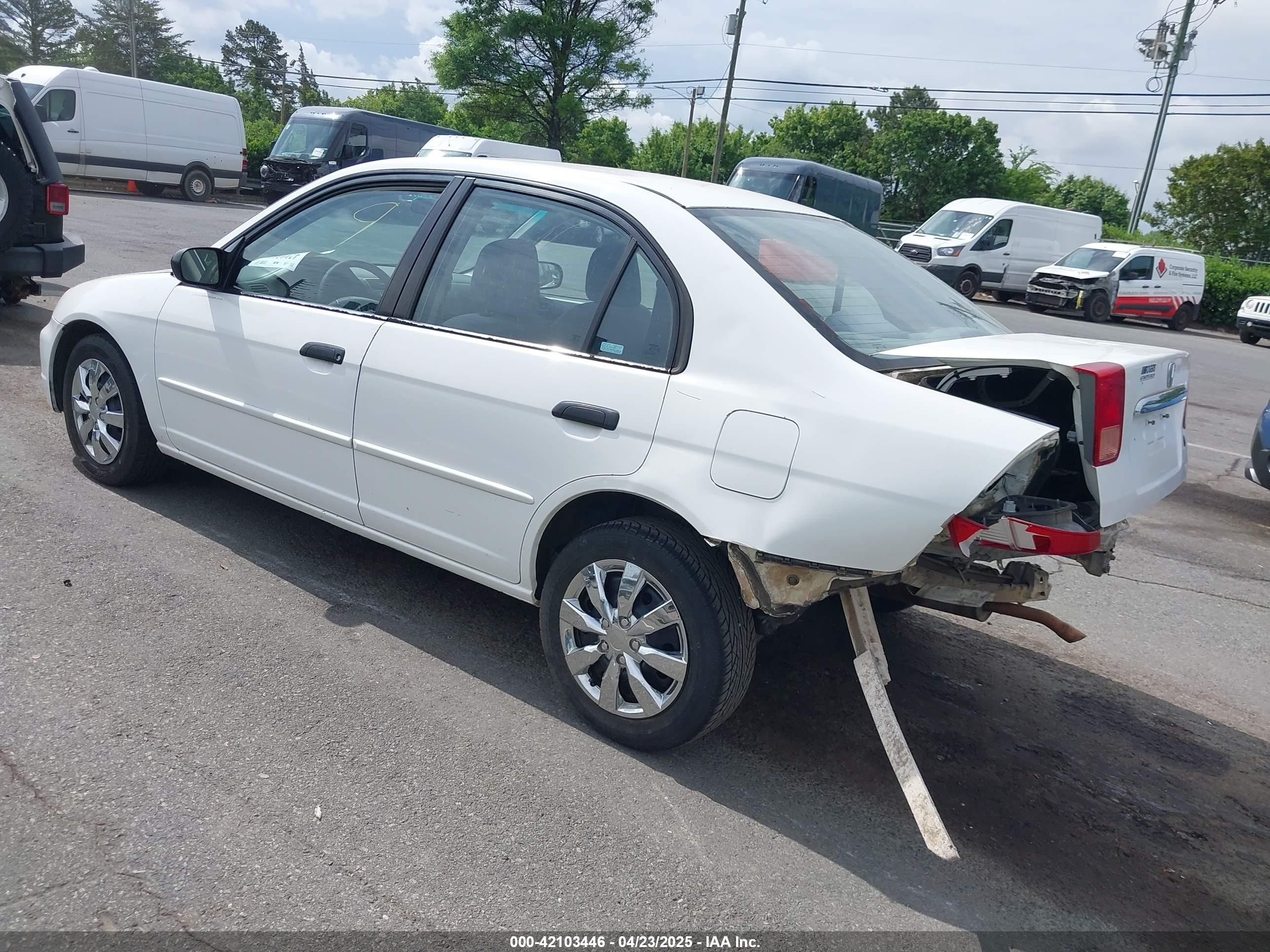 2001 Honda Civic Lx White vin: 1HGES16591L038059