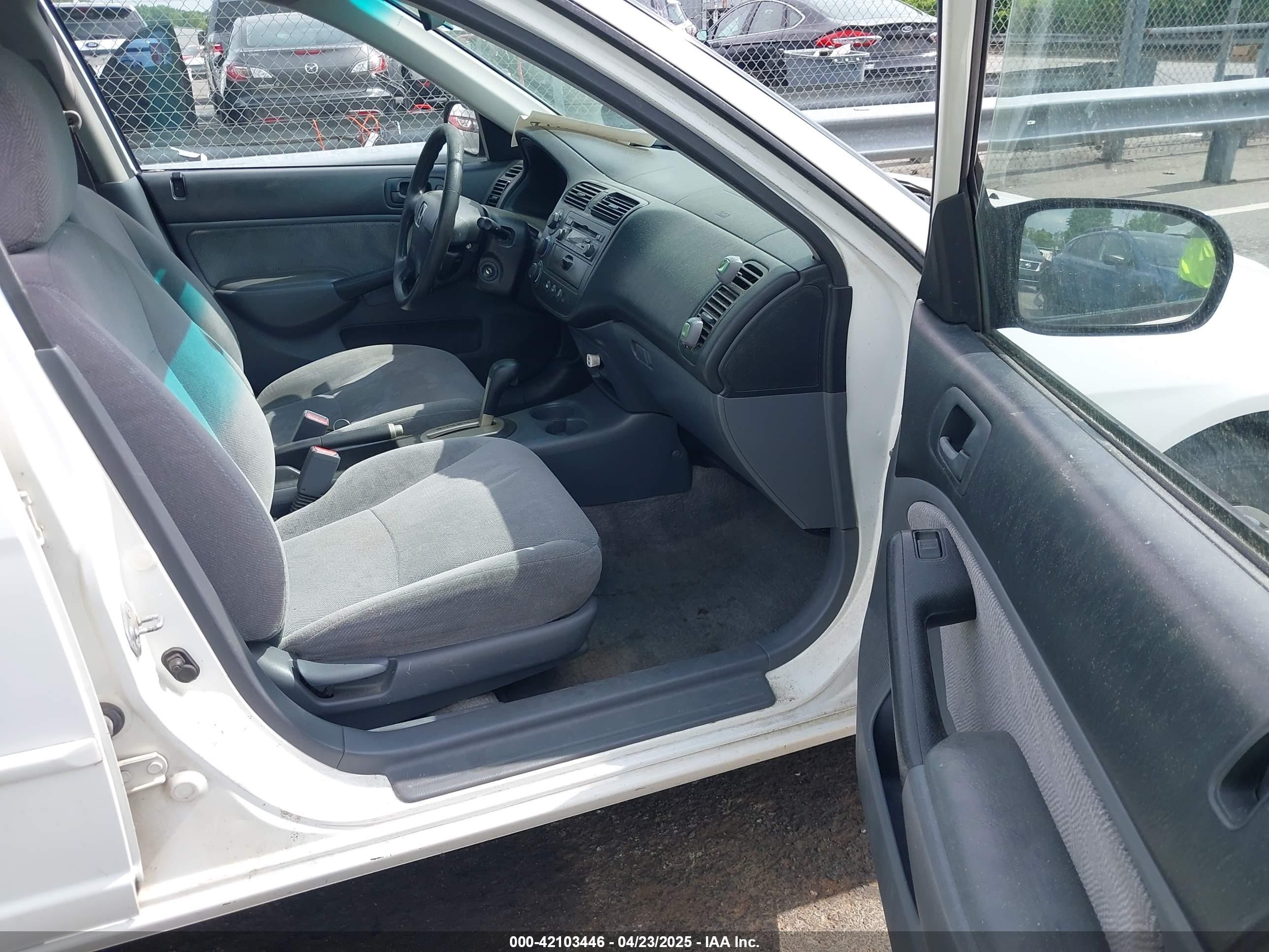 2001 Honda Civic Lx White vin: 1HGES16591L038059