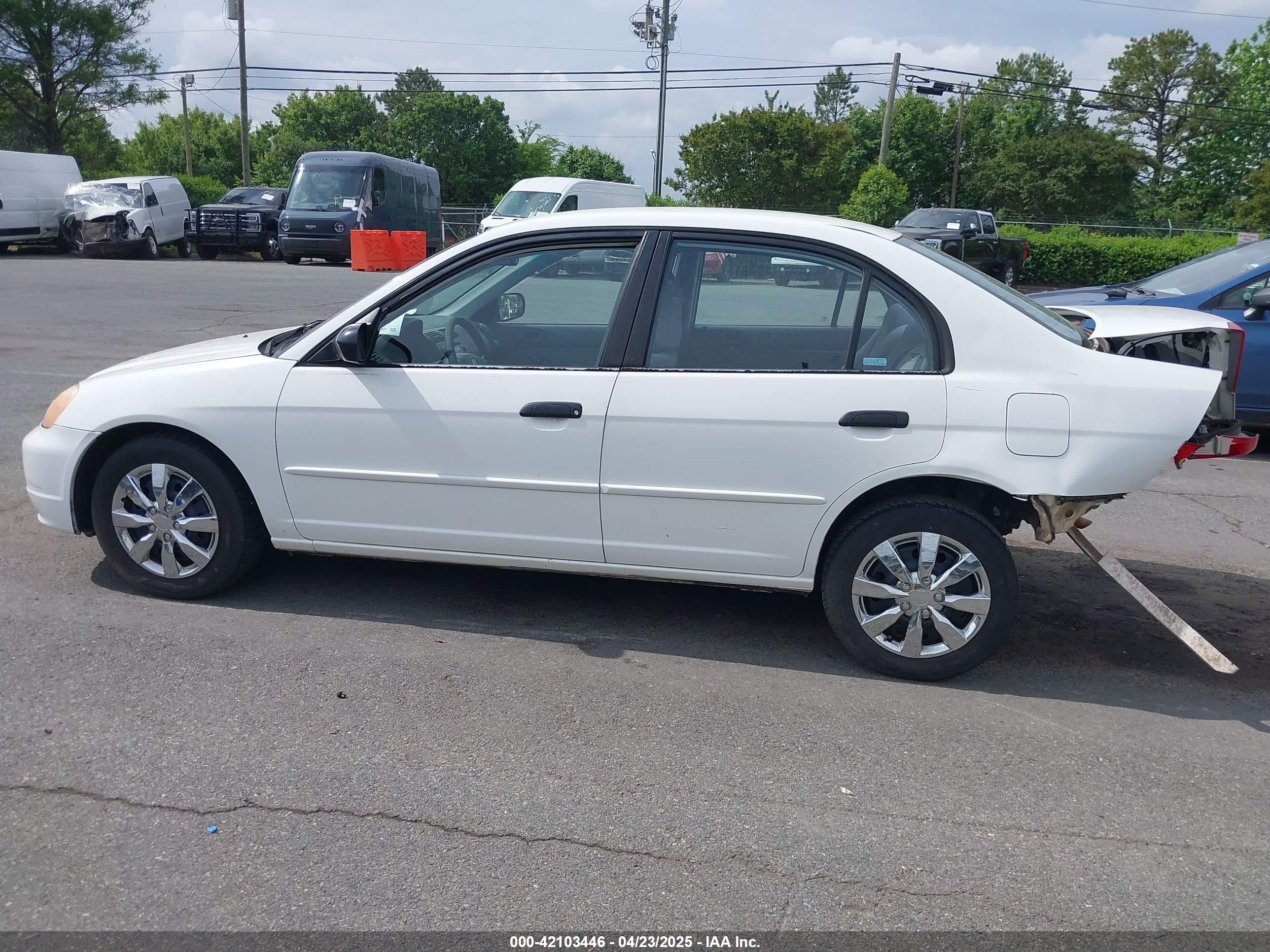 2001 Honda Civic Lx White vin: 1HGES16591L038059
