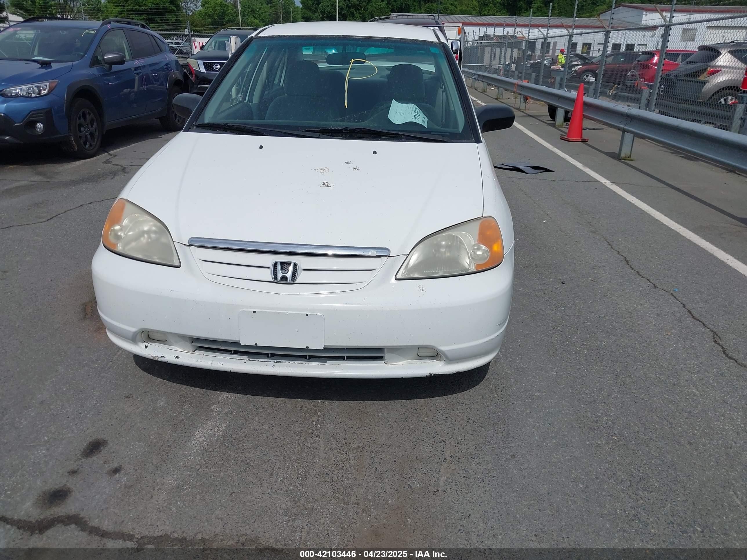 2001 Honda Civic Lx White vin: 1HGES16591L038059