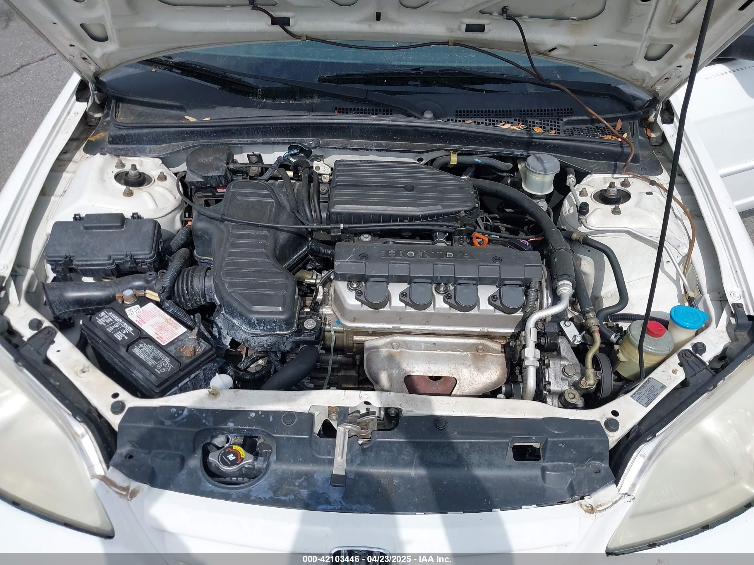 2001 Honda Civic Lx White vin: 1HGES16591L038059