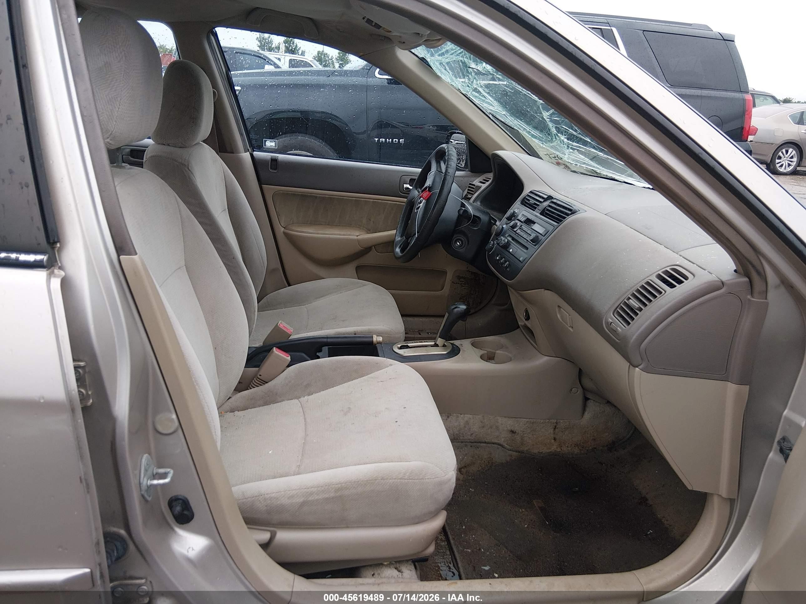2001 Honda Civic Lx Beige vin: 1HGES165X1L028687