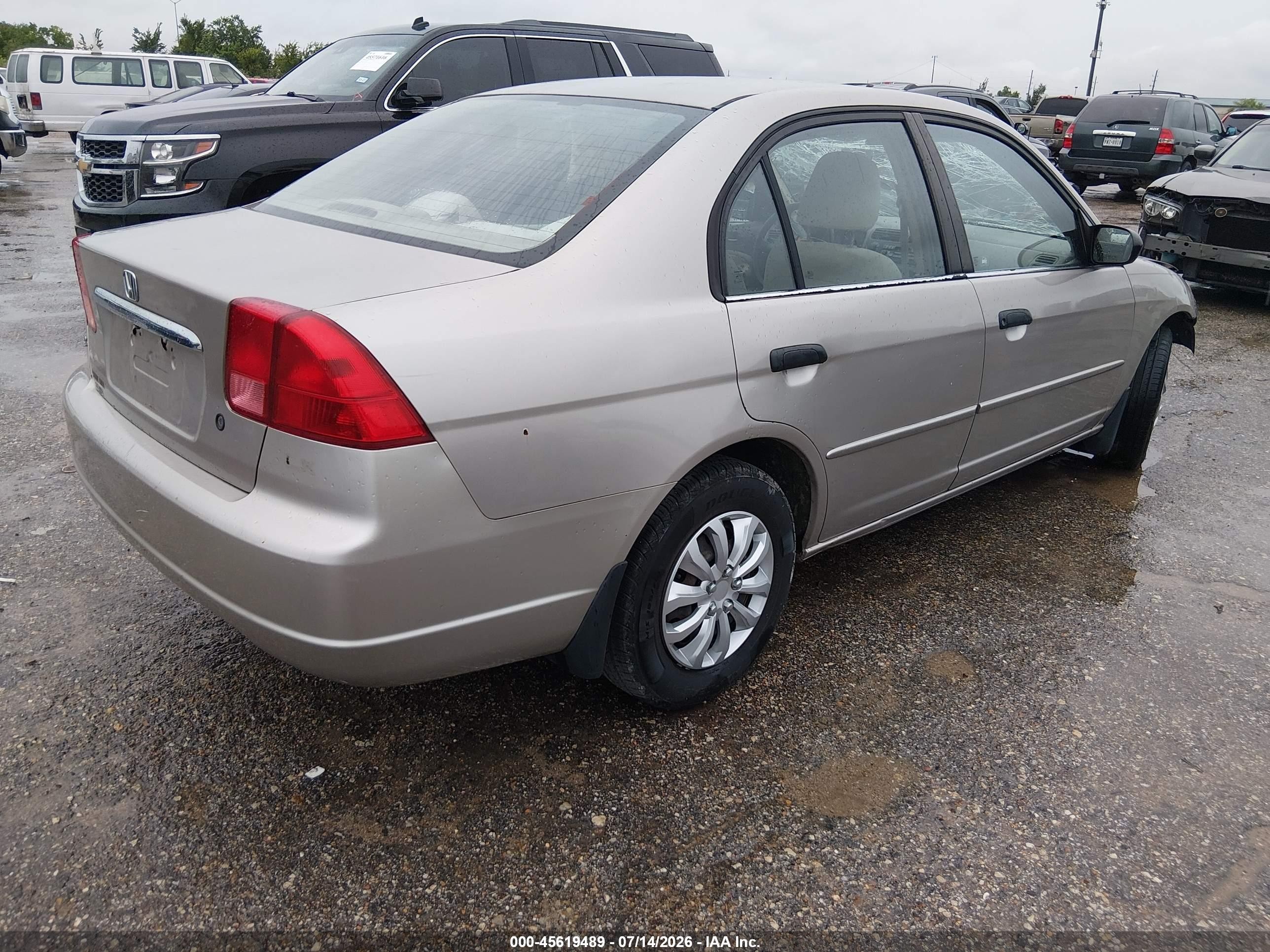 2001 Honda Civic Lx Beige vin: 1HGES165X1L028687