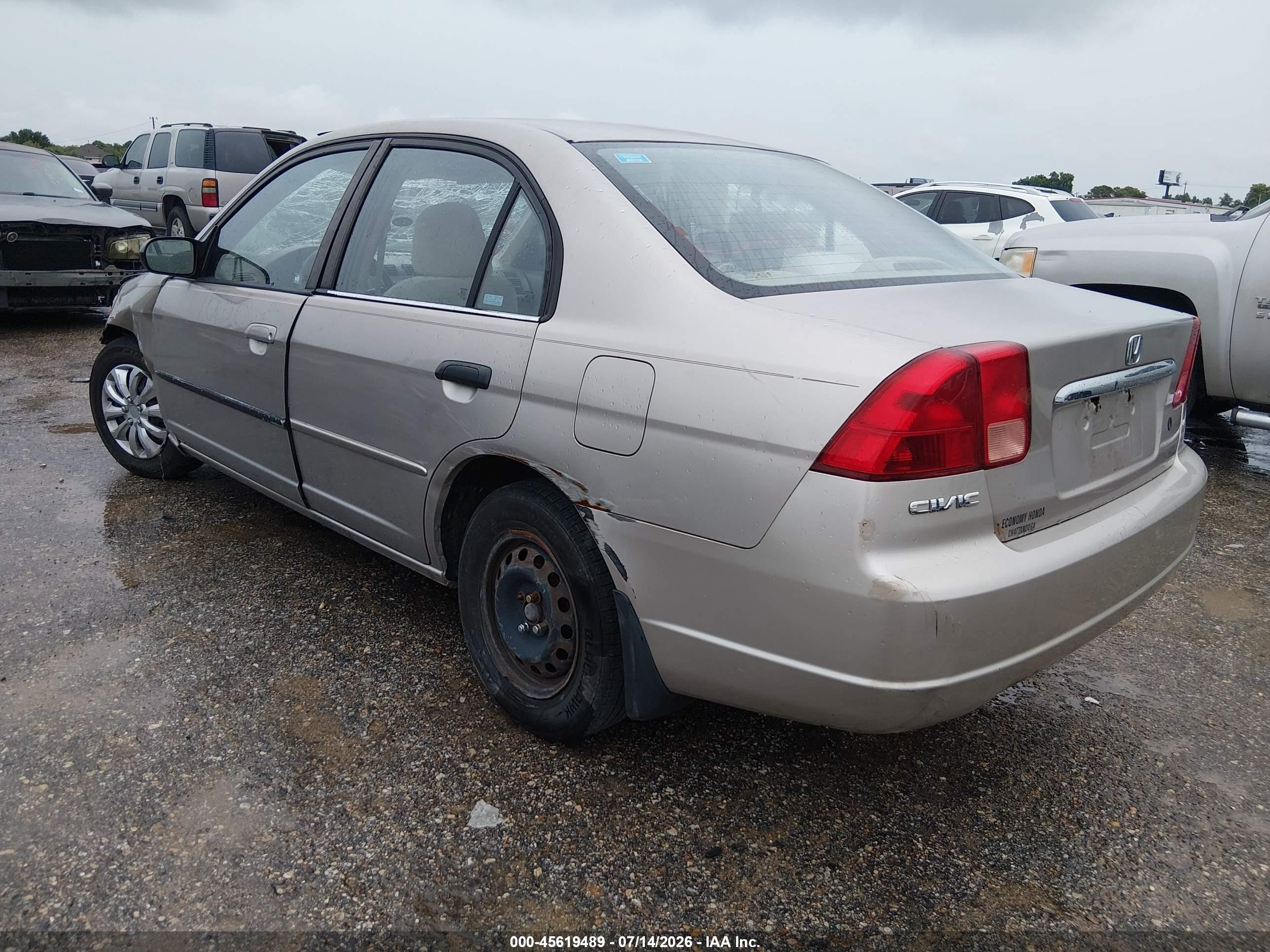 2001 Honda Civic Lx Beige vin: 1HGES165X1L028687