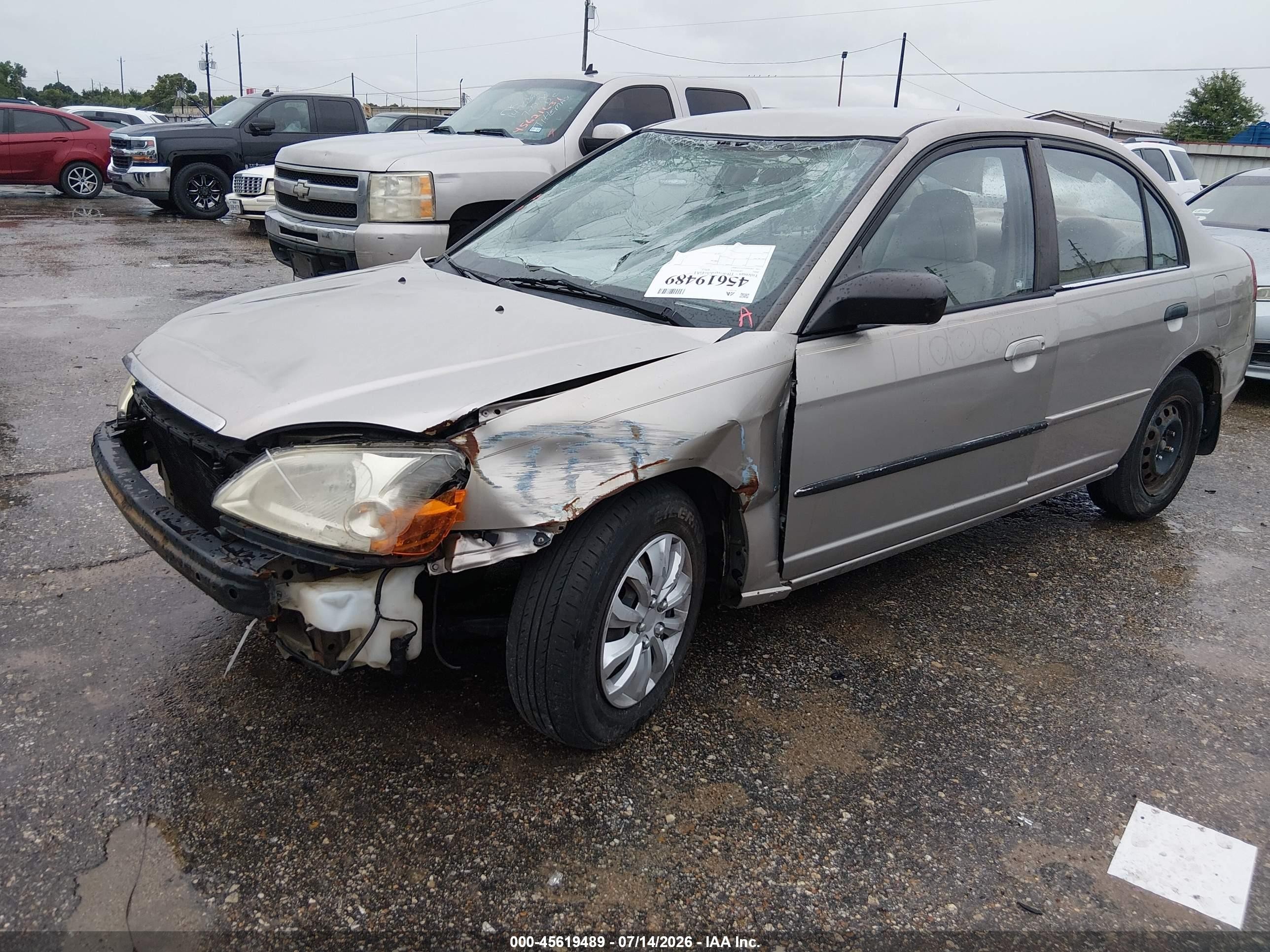 2001 Honda Civic Lx Beige vin: 1HGES165X1L028687