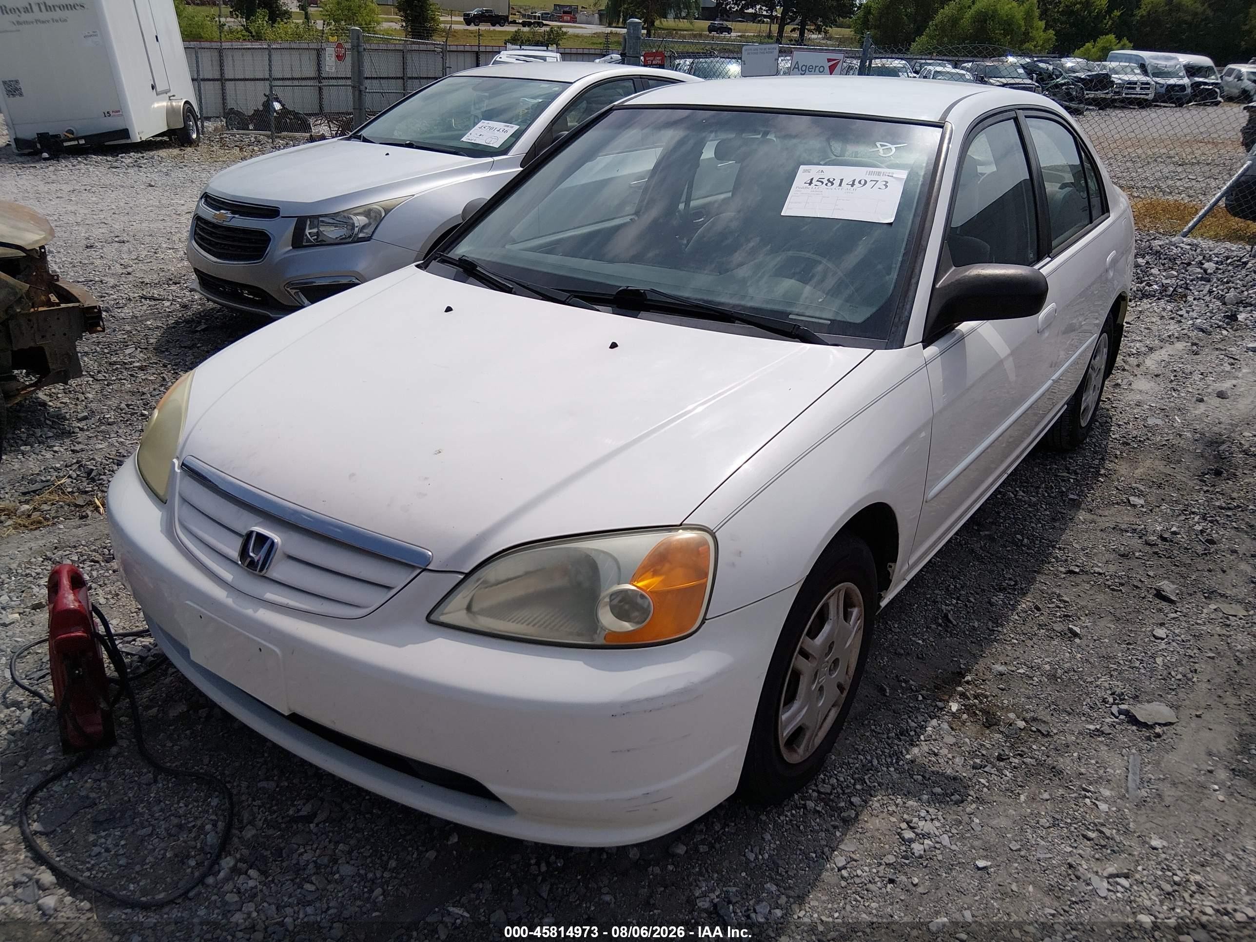 2002 Honda Civic Lx White vin: 1HGES165X2L046673