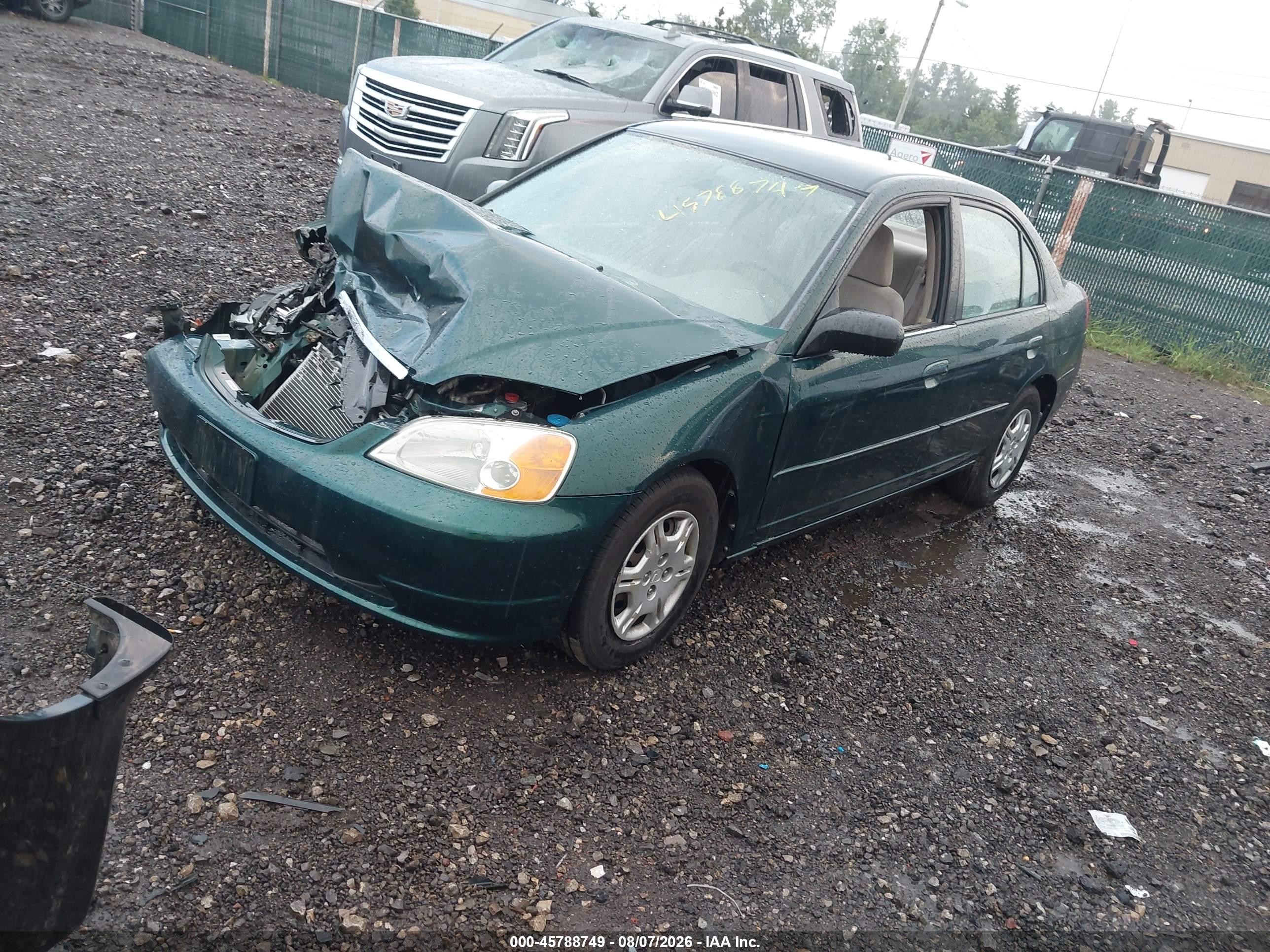 2002 Honda Civic Lx Green vin: 1HGES165X2L048083