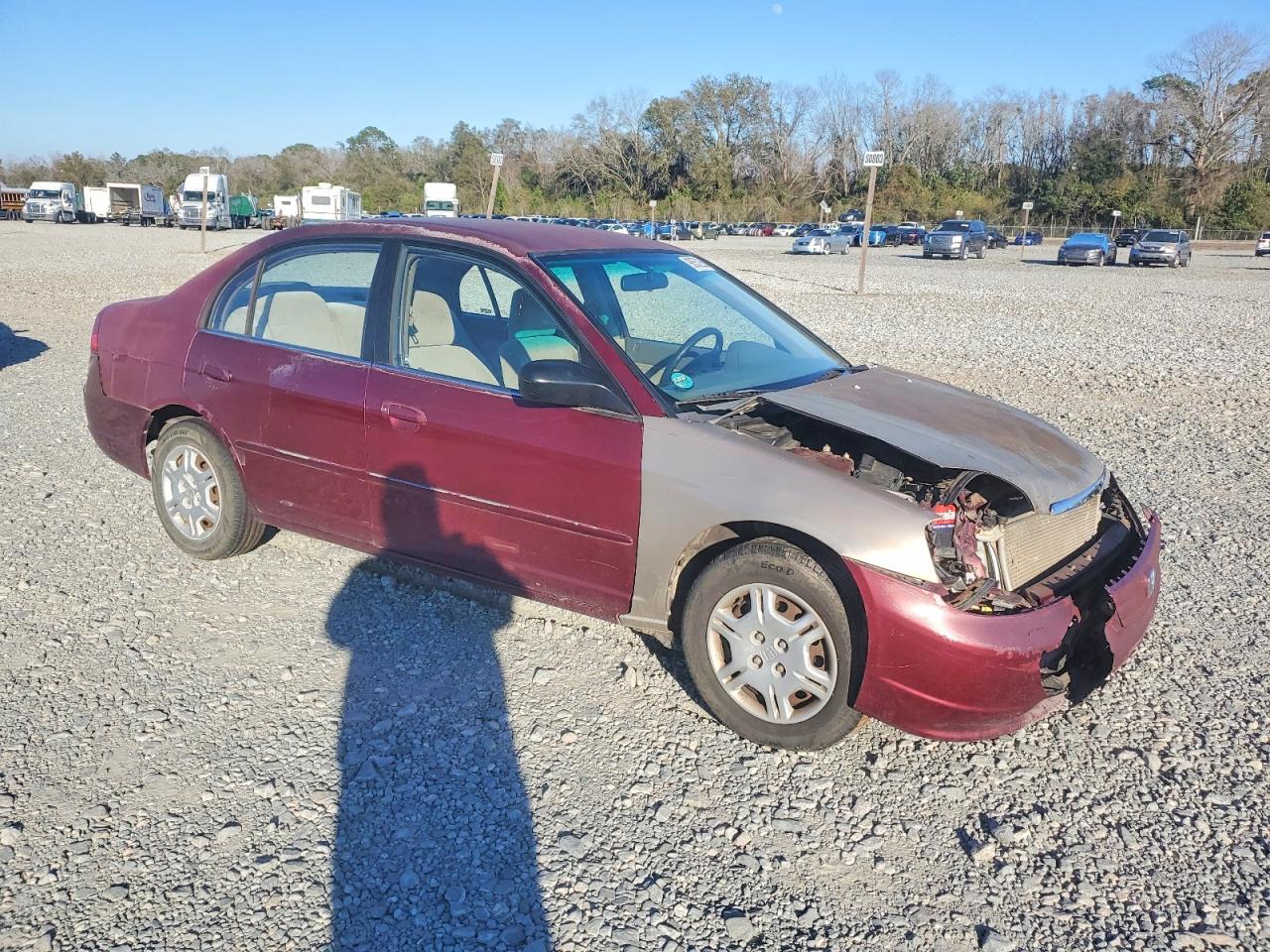 2002 Honda Civic Lx Burgundy vin: 1HGES16602L034069
