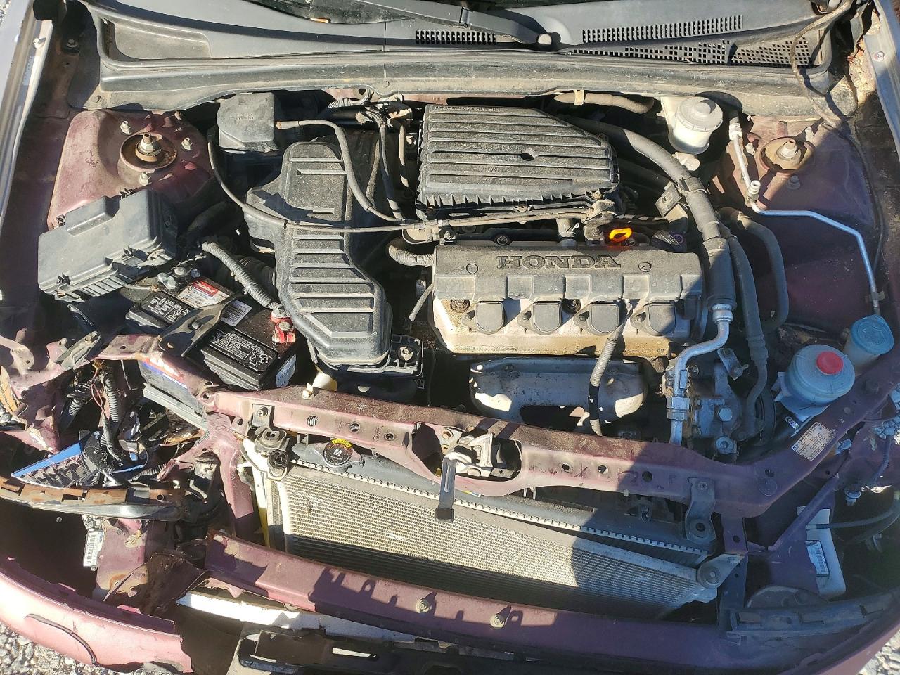 2002 Honda Civic Lx Burgundy vin: 1HGES16602L034069
