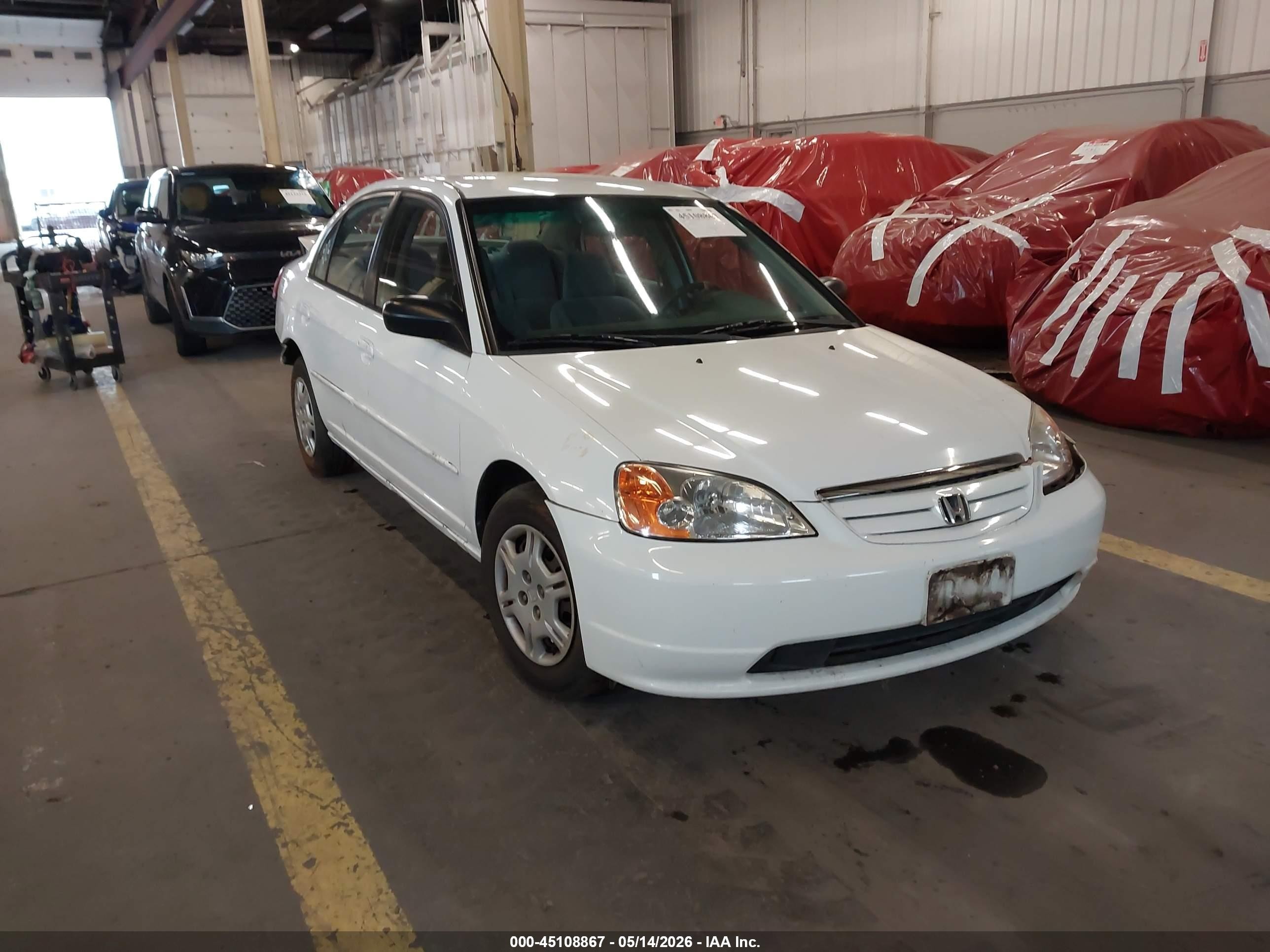 2002 Honda Civic Lx White vin: 1HGES16662L068680