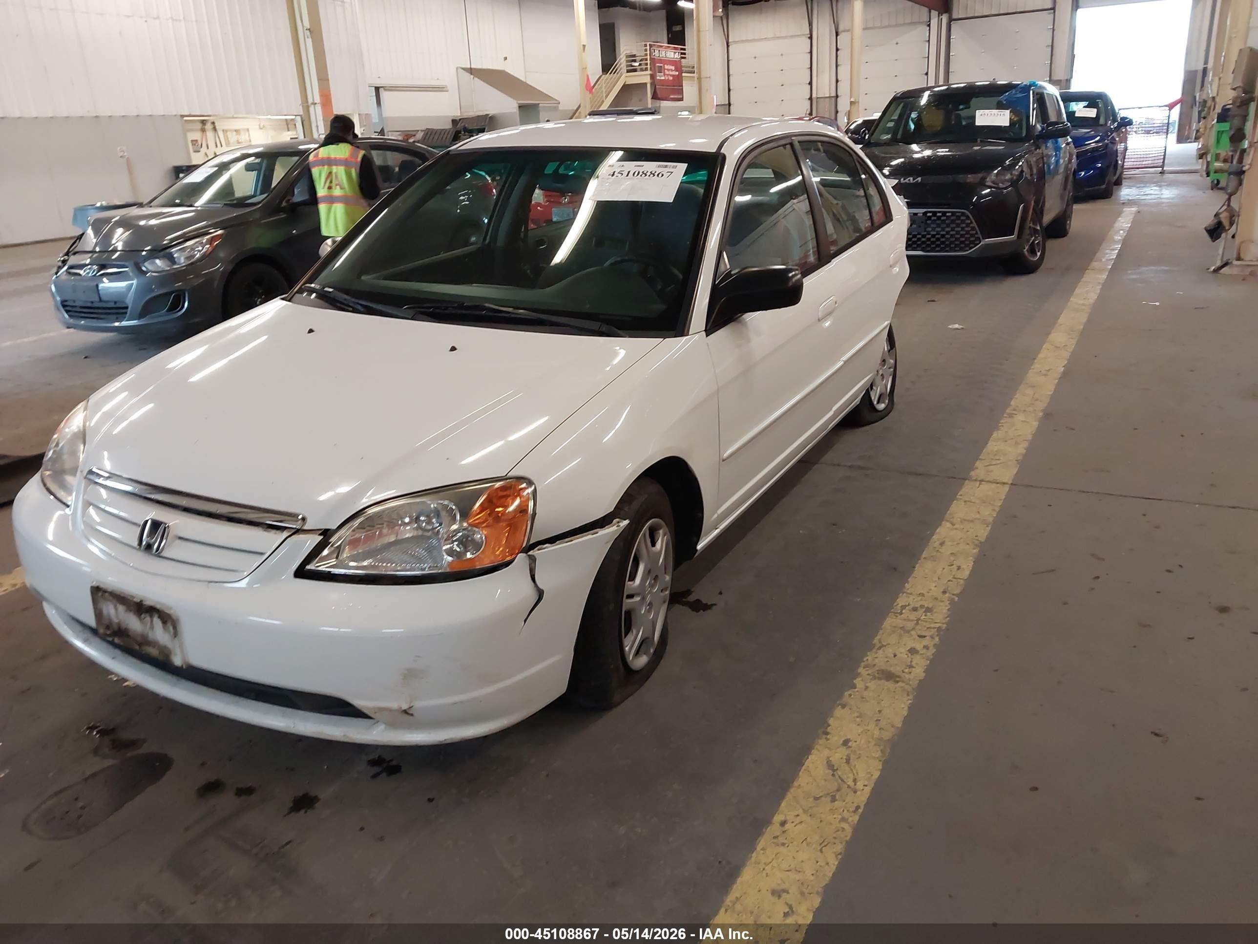 2002 Honda Civic Lx White vin: 1HGES16662L068680