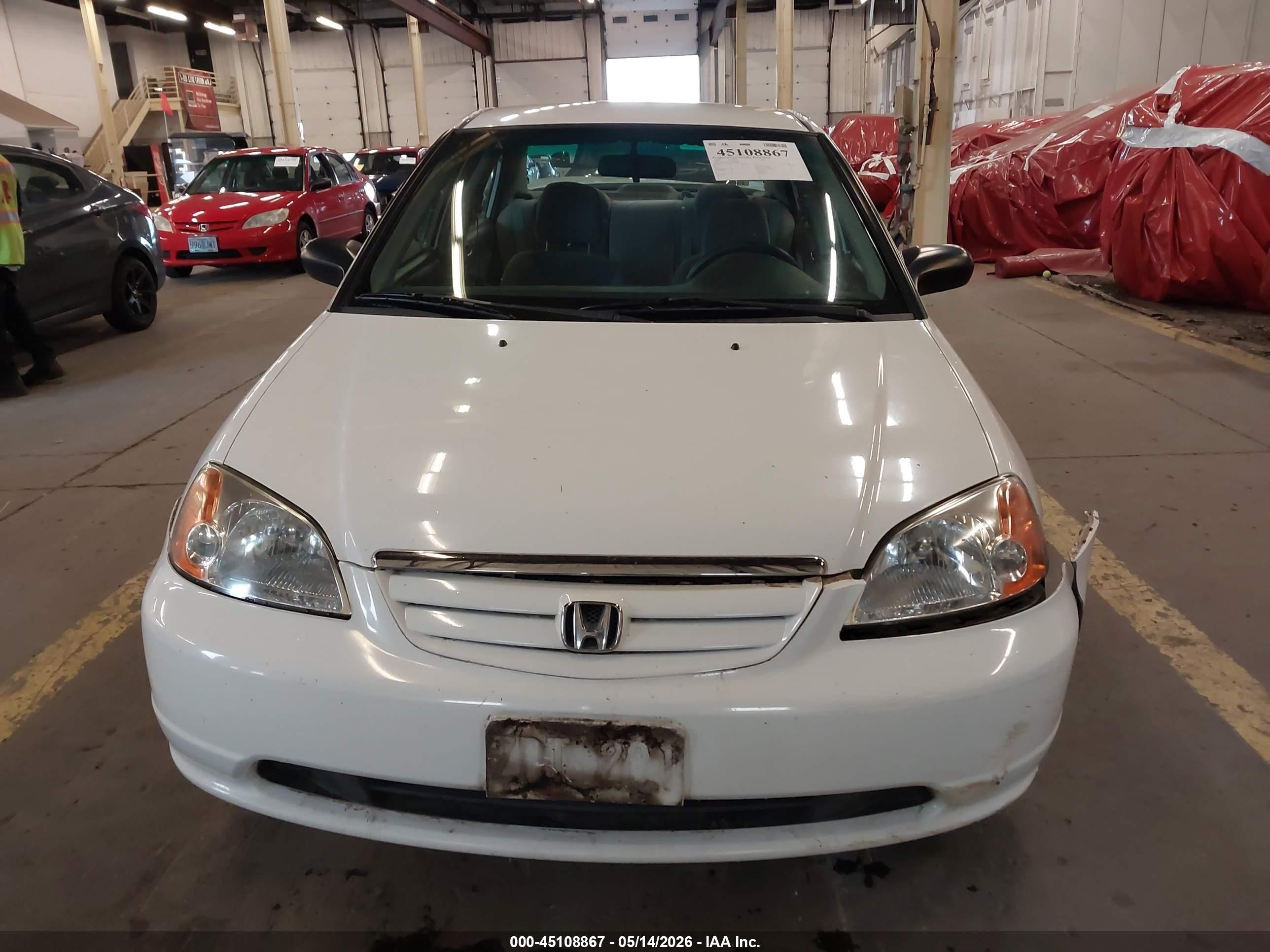 2002 Honda Civic Lx White vin: 1HGES16662L068680