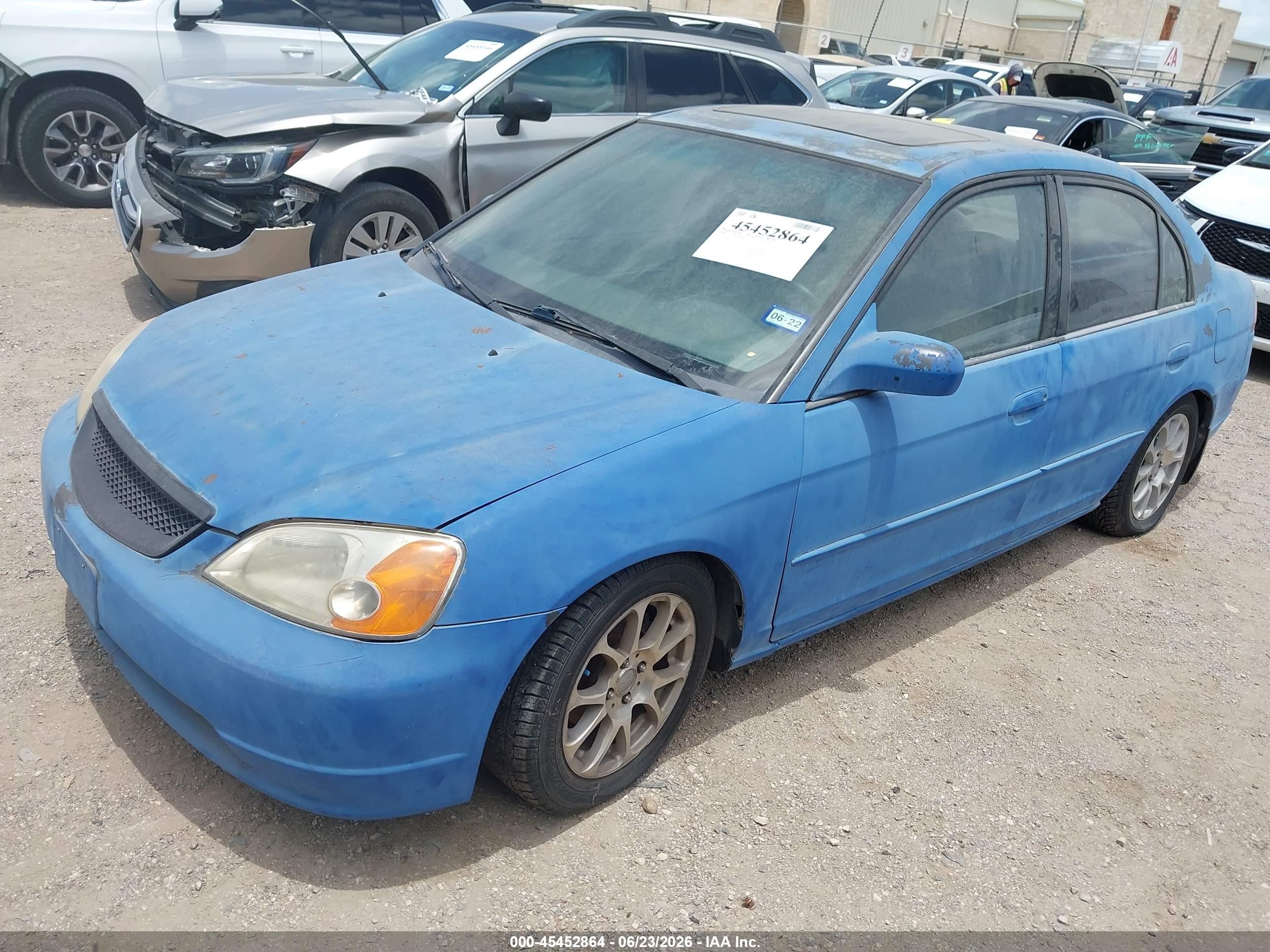 2001 Honda Civic Ex Blue vin: 1HGES25751L075733