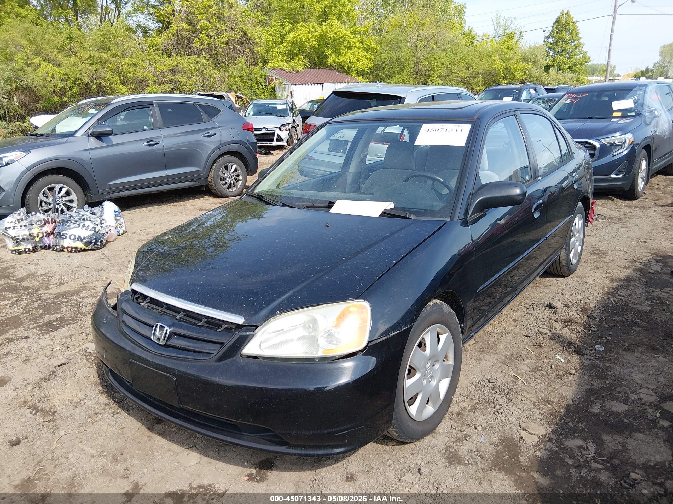 2002 Honda Civic Ex Черный vin: 1HGES25752L001231