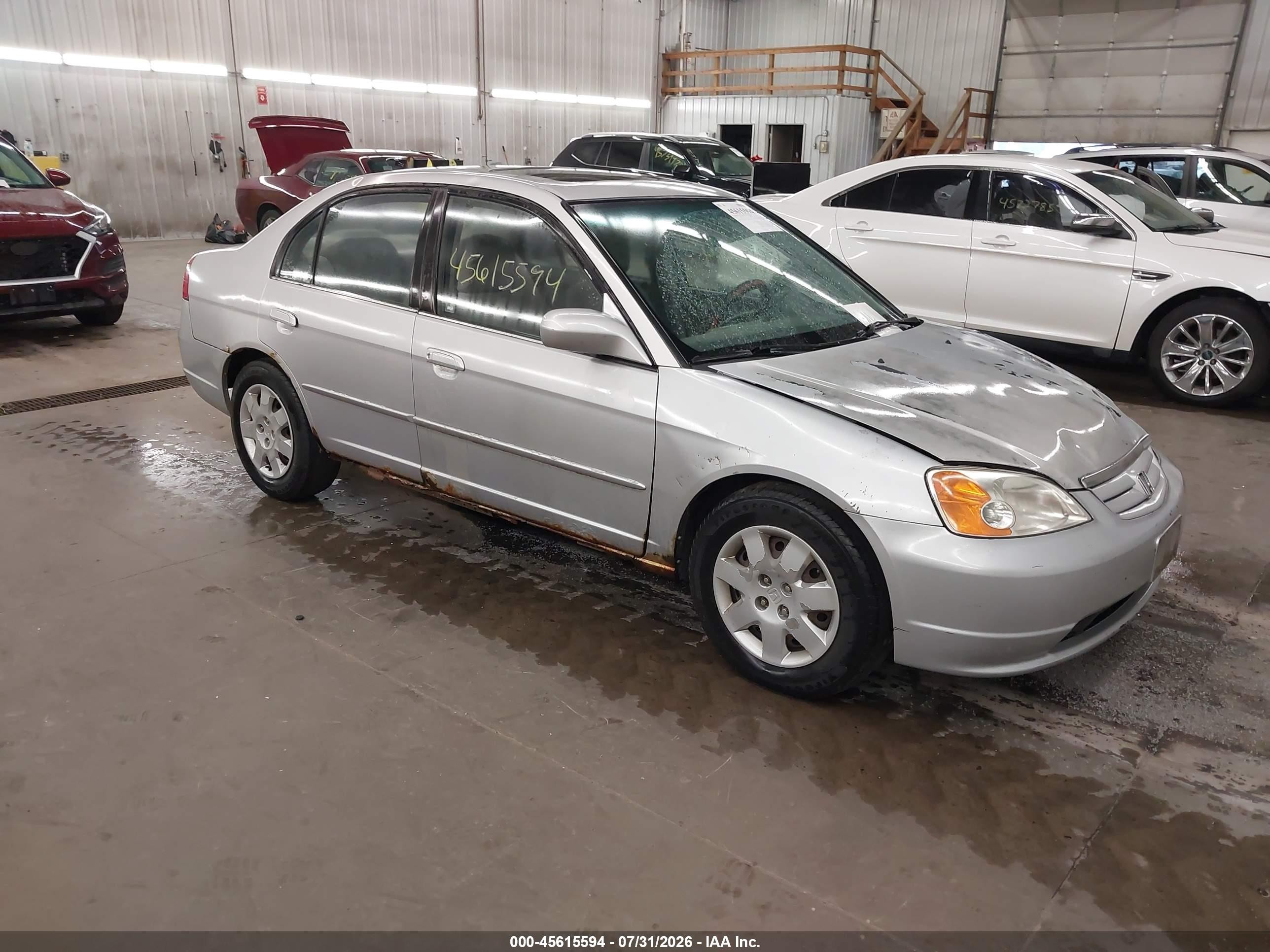 2002 Honda Civic Ex Silver vin: 1HGES25812L035949