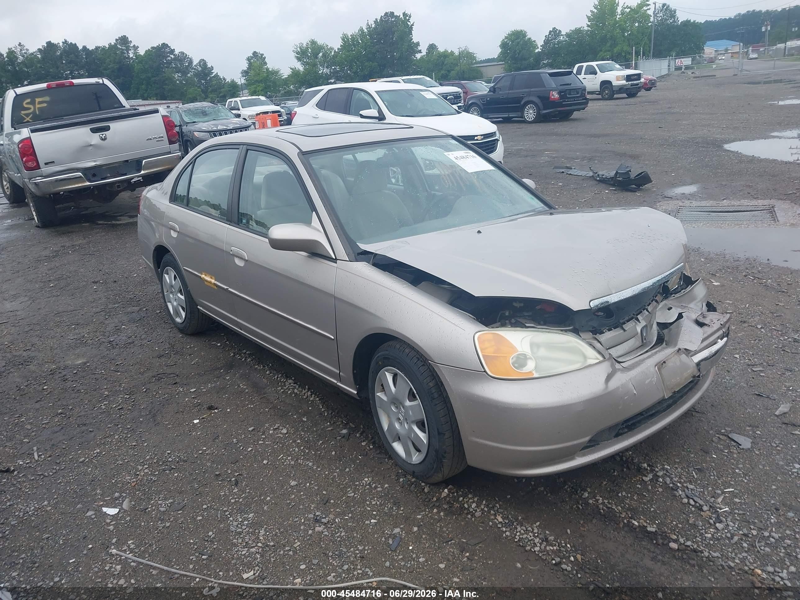 2002 Honda Civic Ex Желто-коричневый vin: 1HGES26702L018680