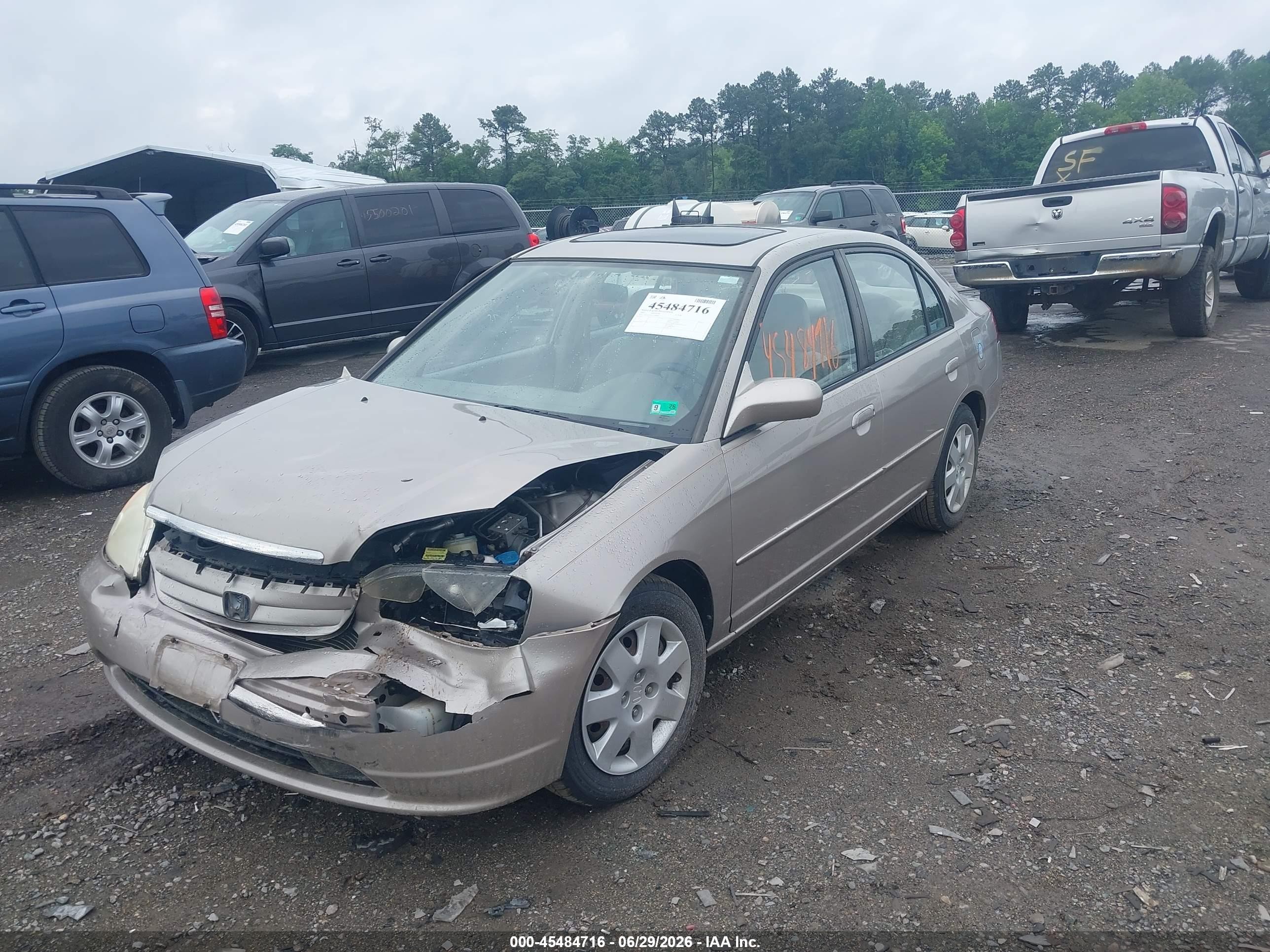 2002 Honda Civic Ex Tan vin: 1HGES26702L018680