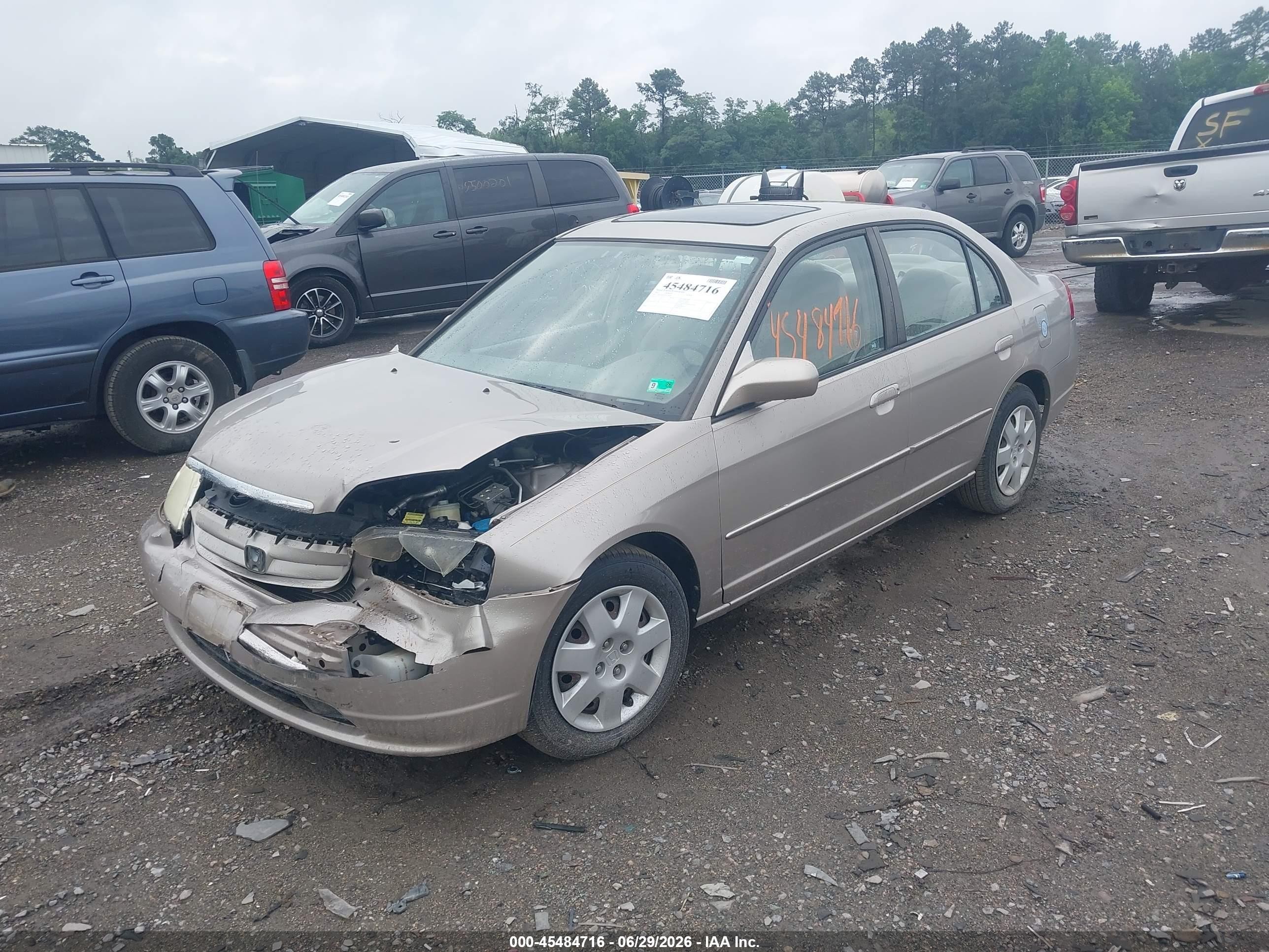 2002 Honda Civic Ex Tan vin: 1HGES26702L018680