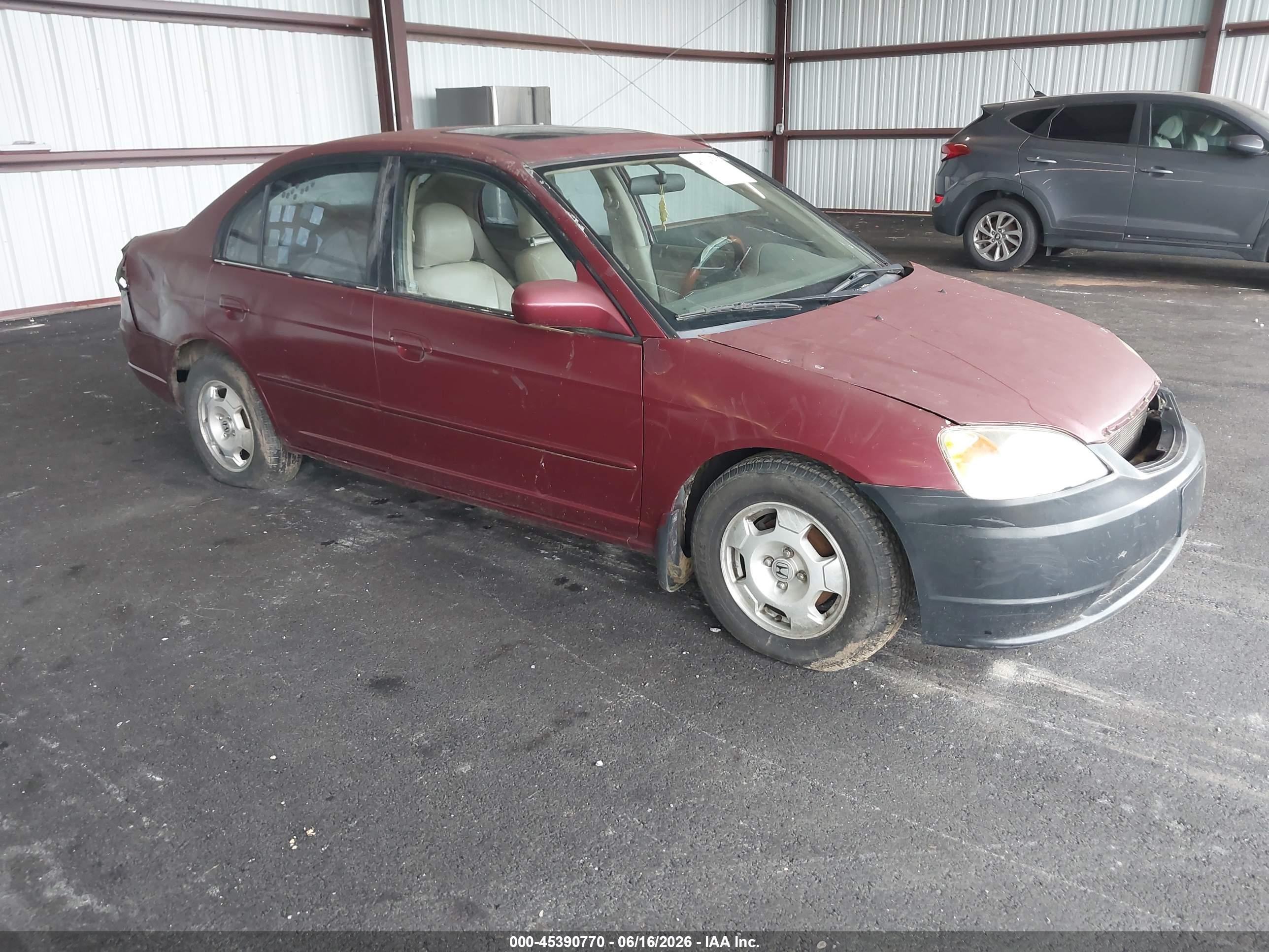 2002 Honda Civic Ex Бордовый vin: 1HGES26702L040243