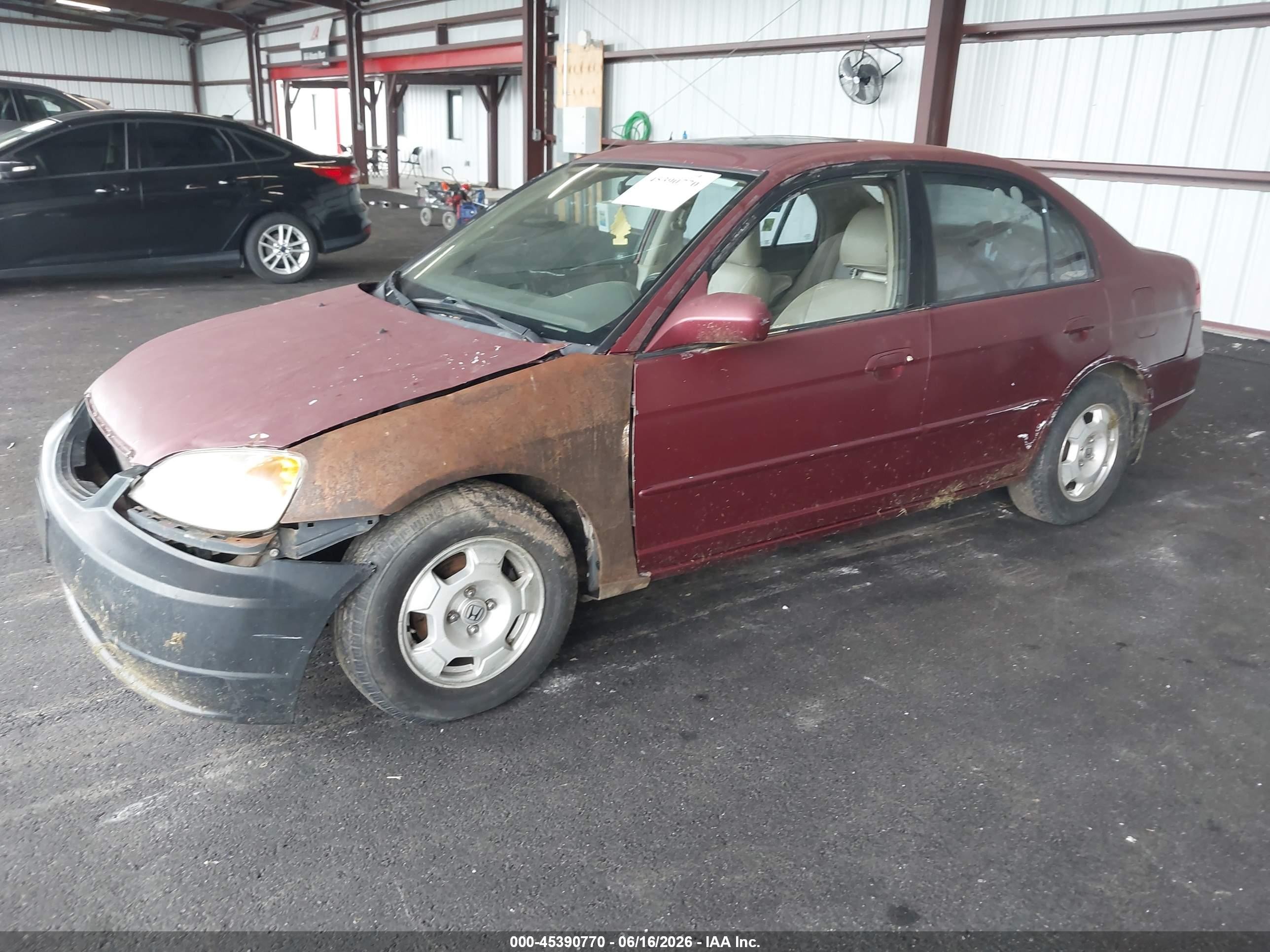 2002 Honda Civic Ex Бордовый vin: 1HGES26702L040243