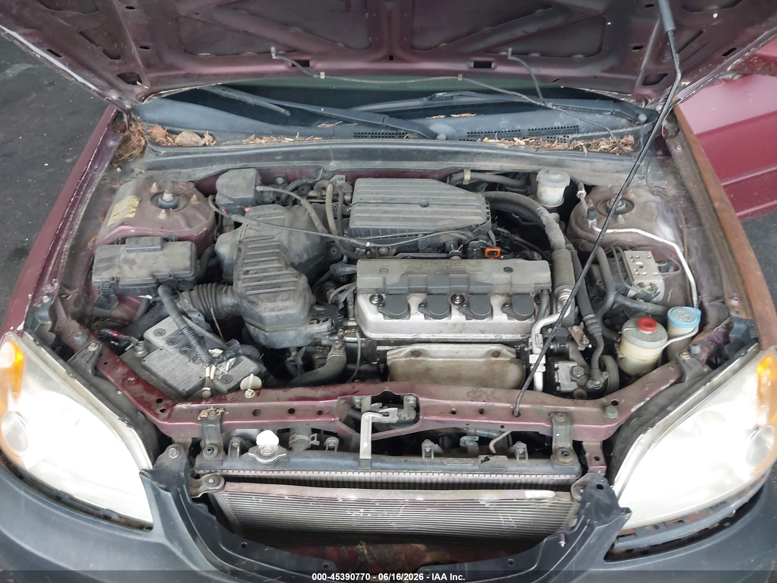 2002 Honda Civic Ex Бордовый vin: 1HGES26702L040243