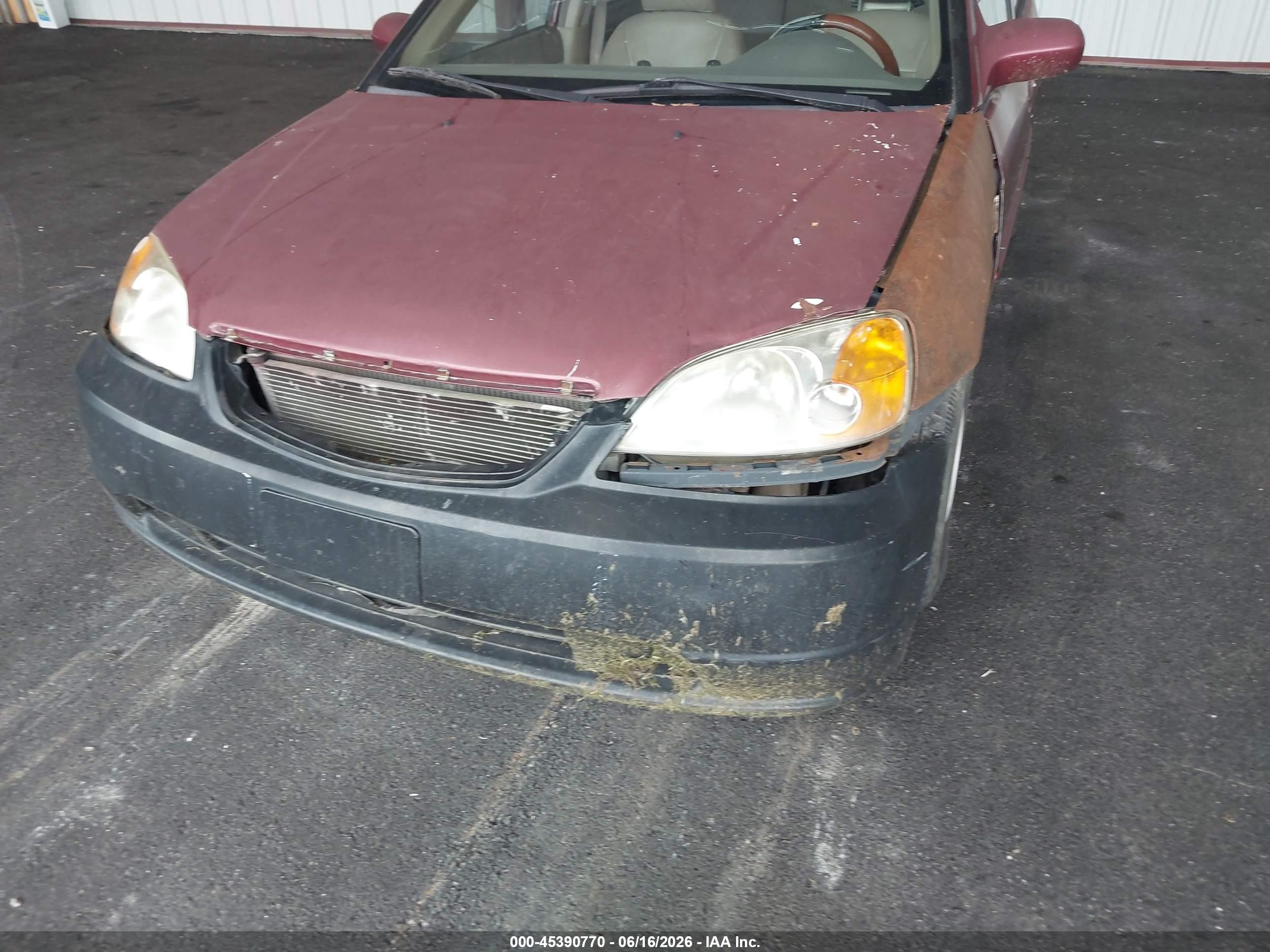 2002 Honda Civic Ex Бордовый vin: 1HGES26702L040243