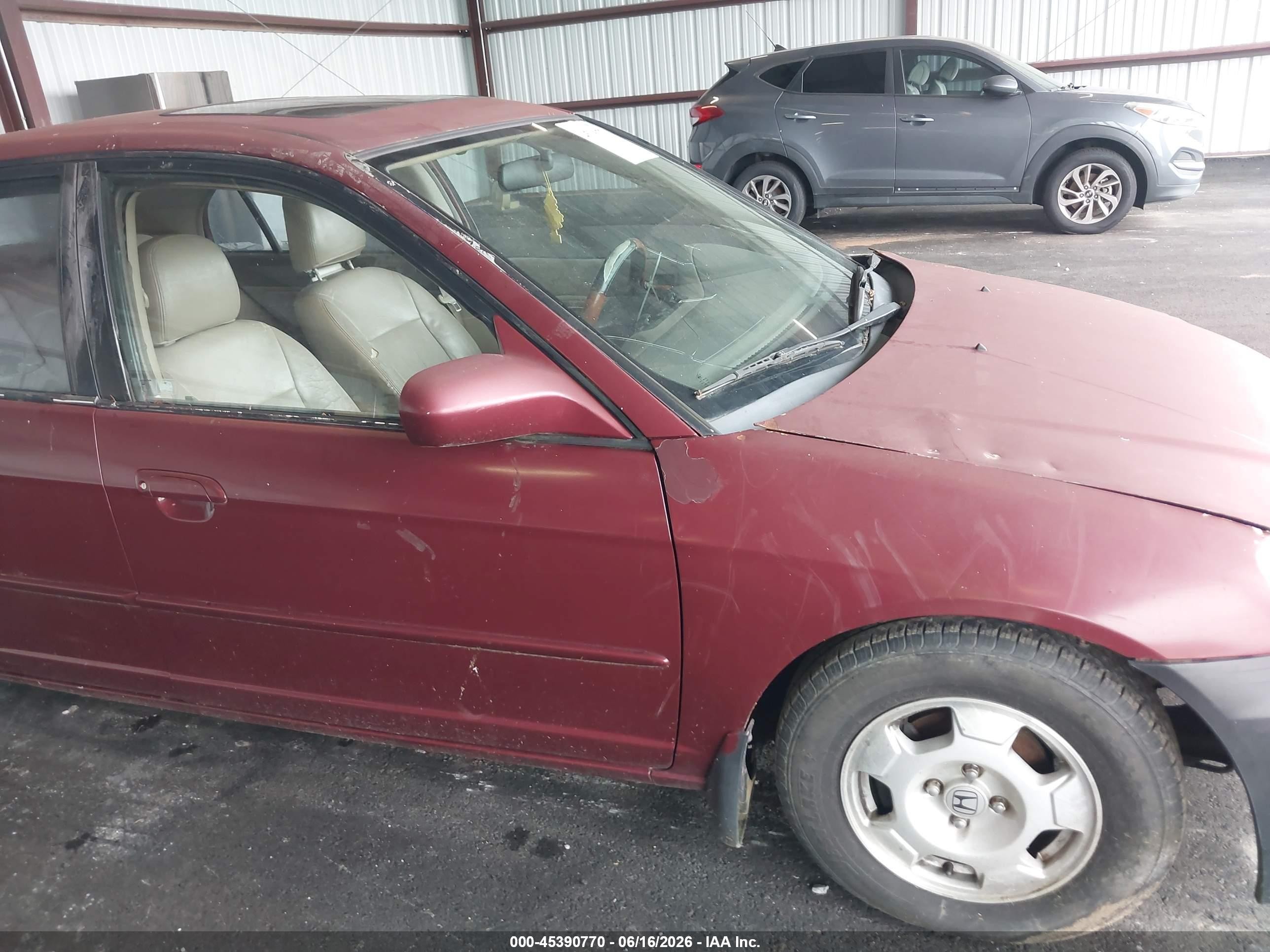 2002 Honda Civic Ex Бордовый vin: 1HGES26702L040243