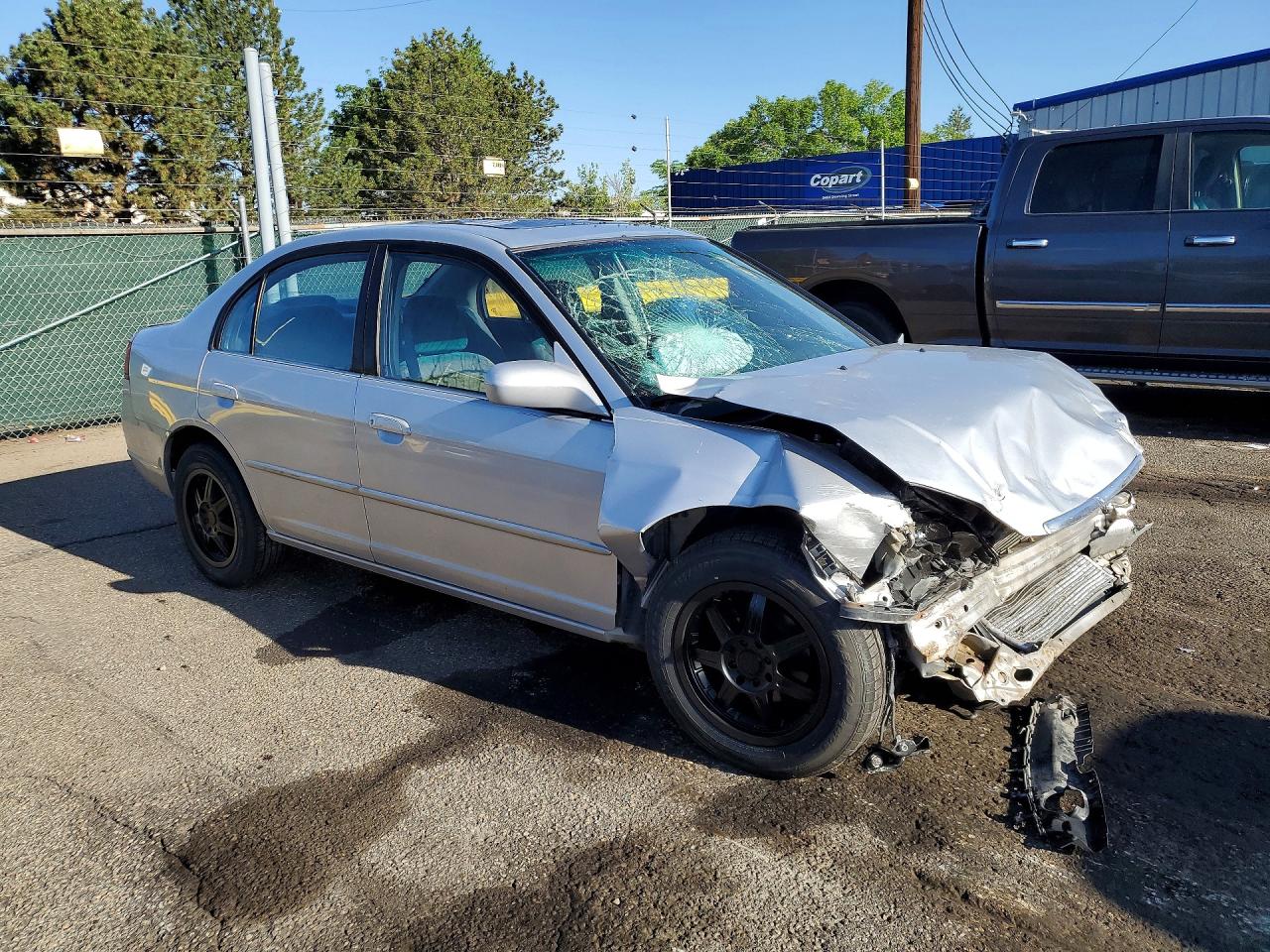 2002 Honda Civic Ex Silver vin: 1HGES26702L058886