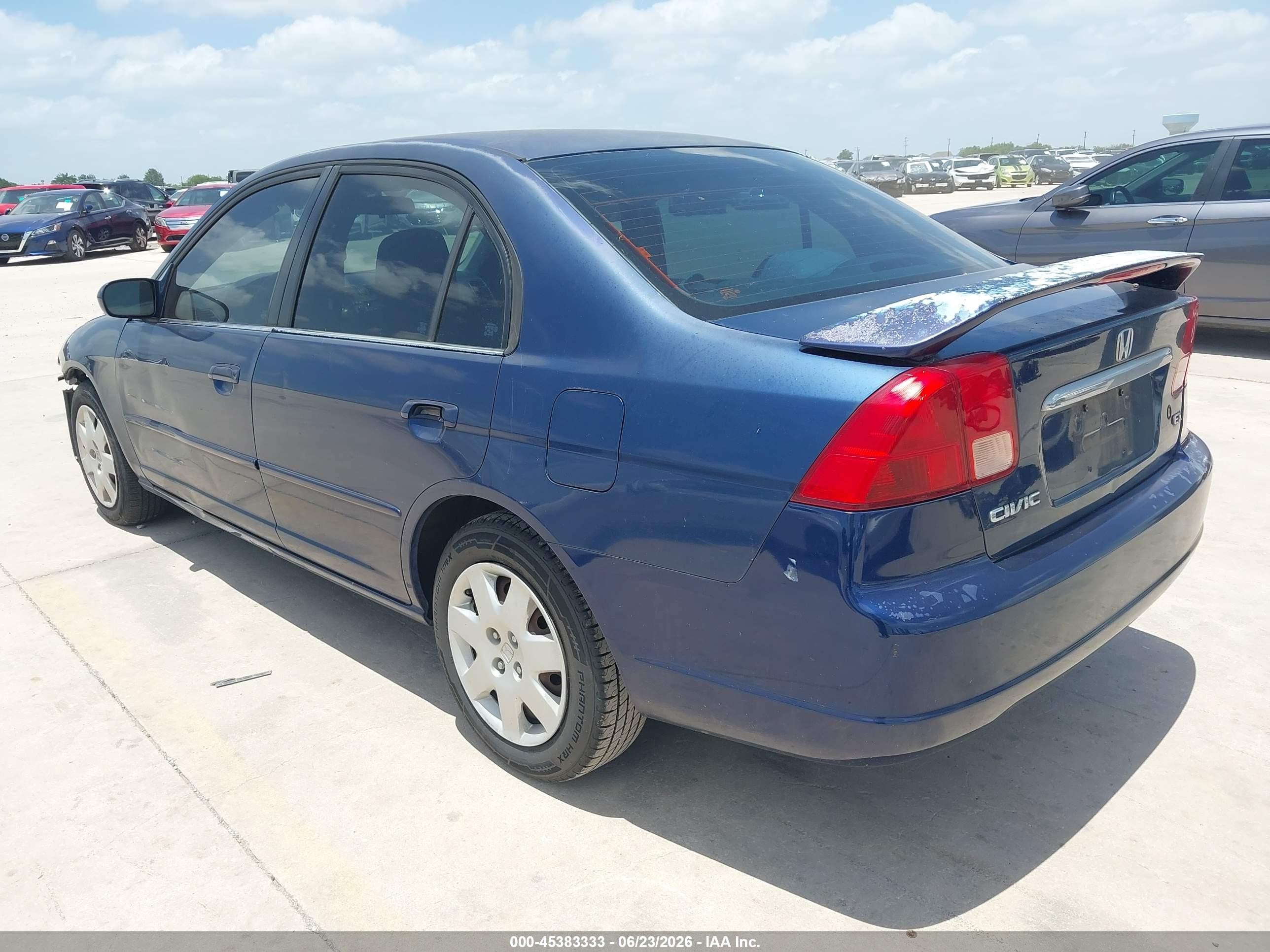 2001 Honda Civic Ex Синий vin: 1HGES26741L020320