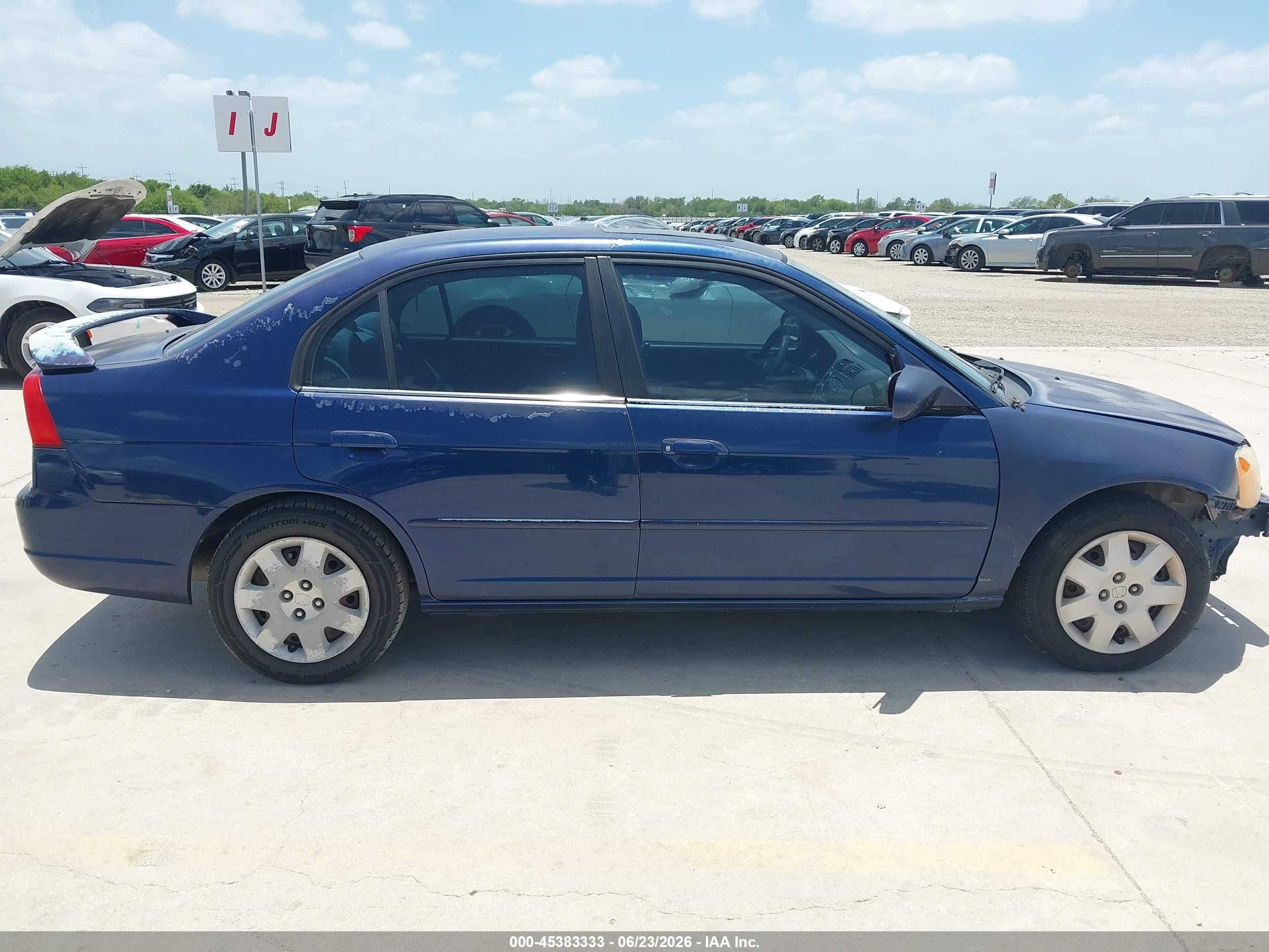 2001 Honda Civic Ex Синий vin: 1HGES26741L020320